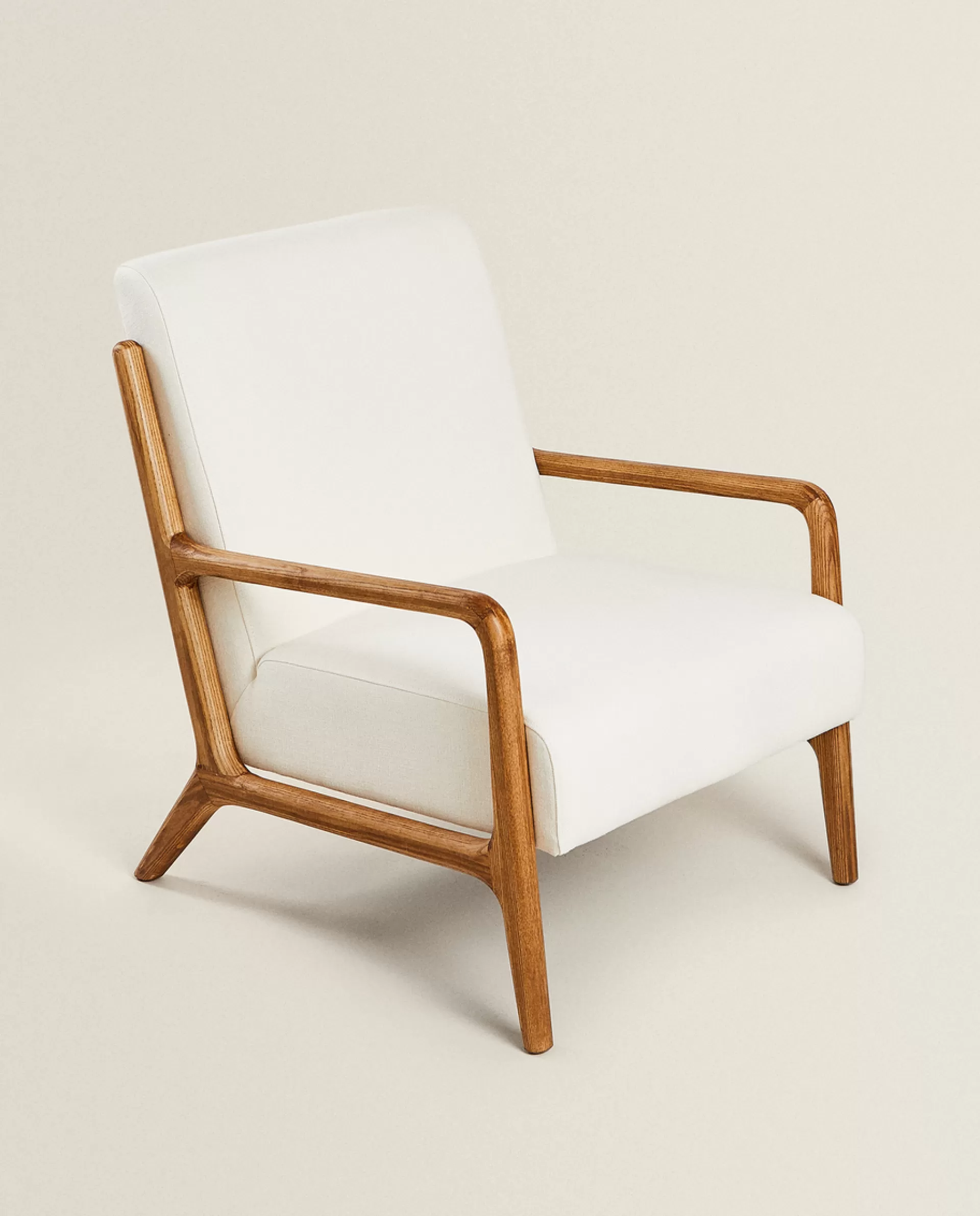 ZARA Home Ash Wood And Linen Armchair Oyster White Flash Sale
