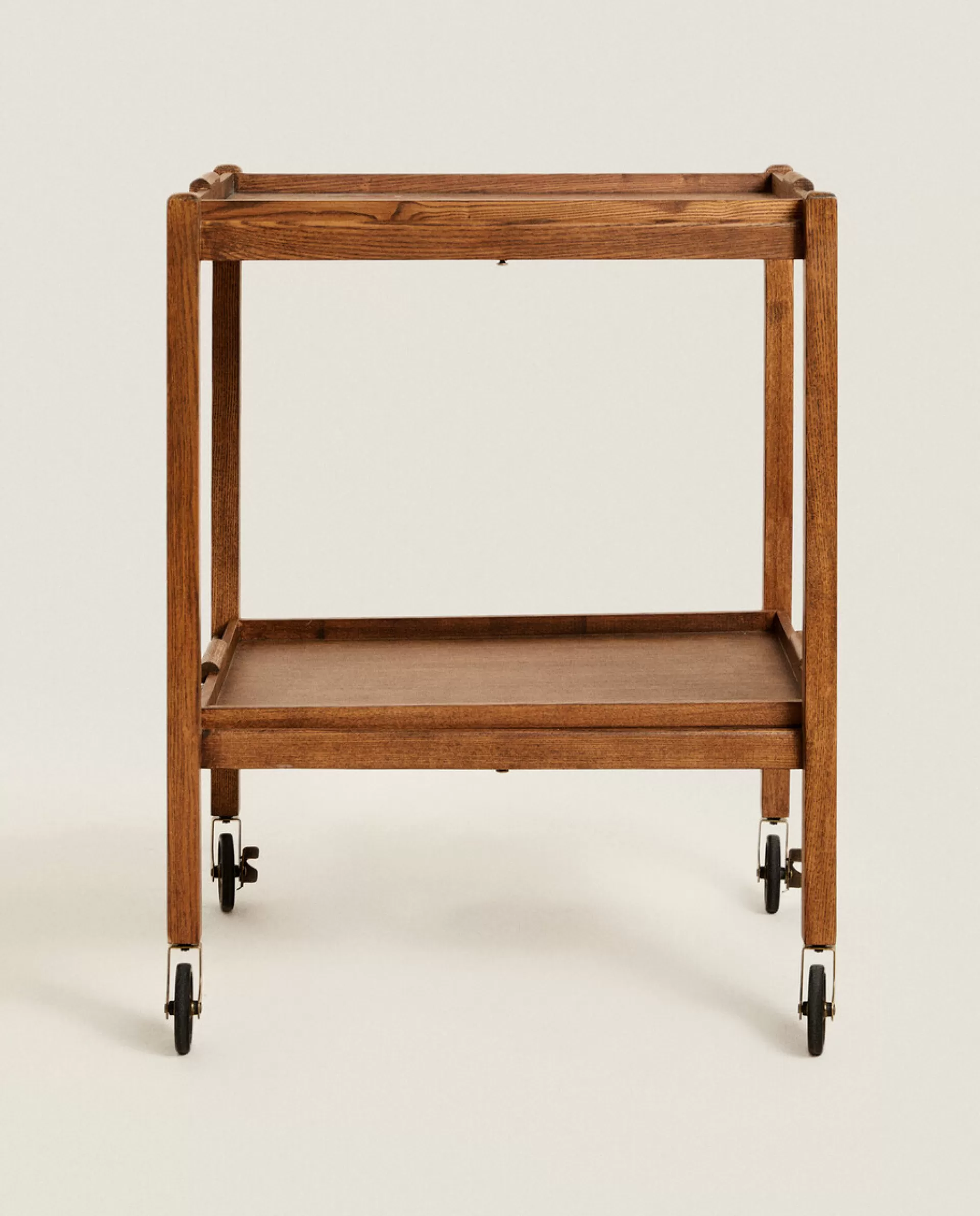 ZARA Home Ash Wood Folding Cart With Trays Brown Clearance
