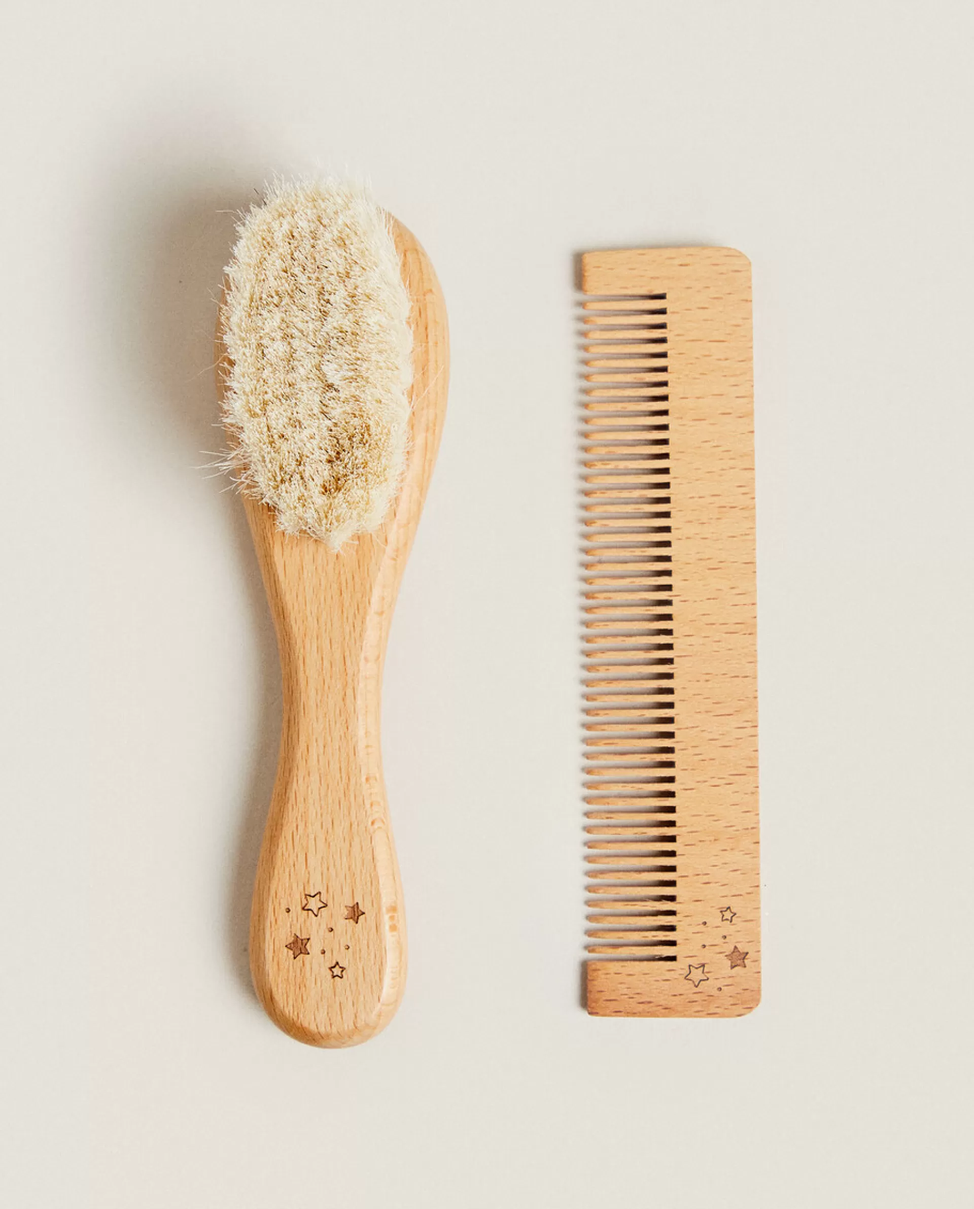 ZARA Home Baby Brush And Comb Set Natural Colour New