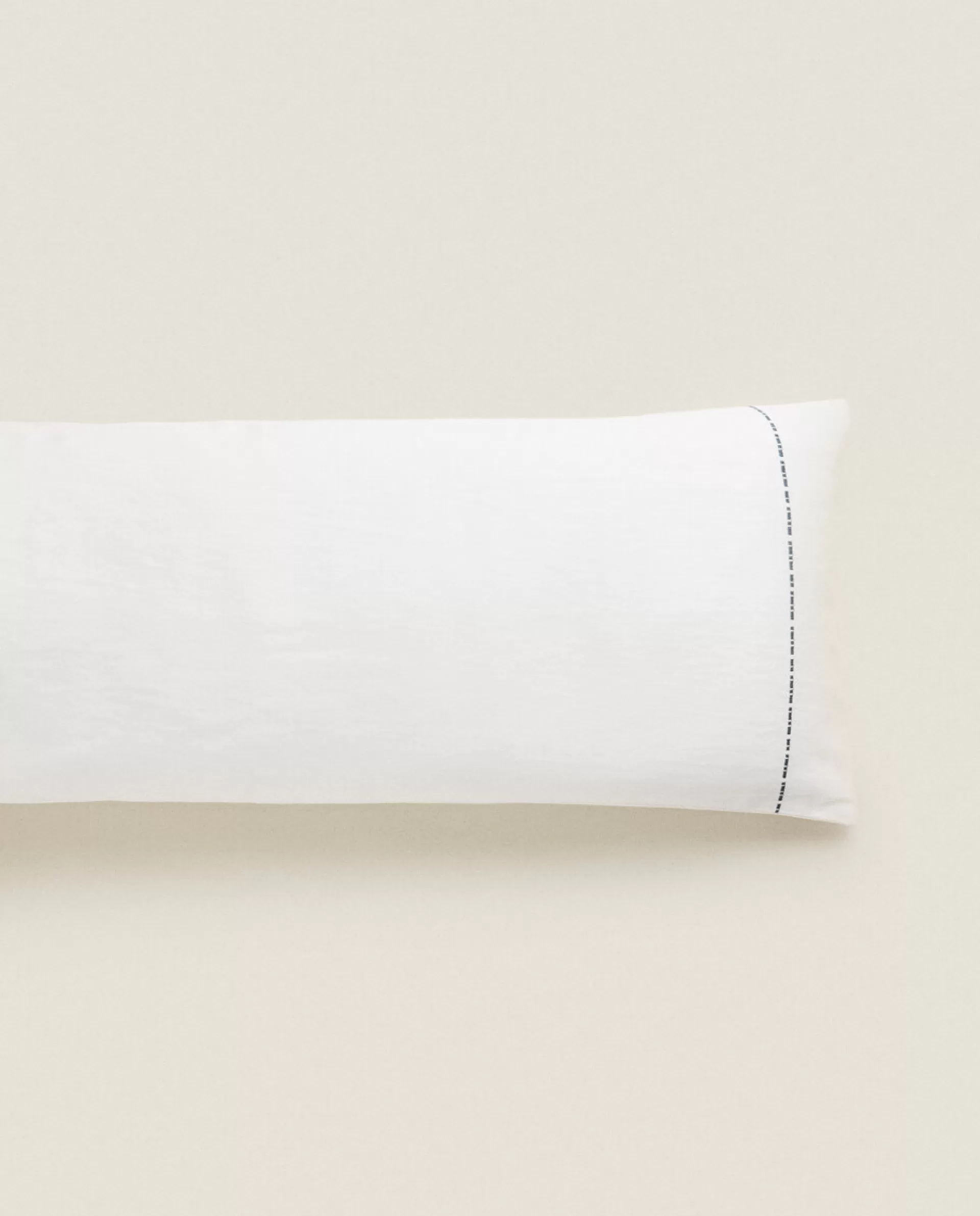 ZARA Home Backstitched Throw Pillow Cover White Sale