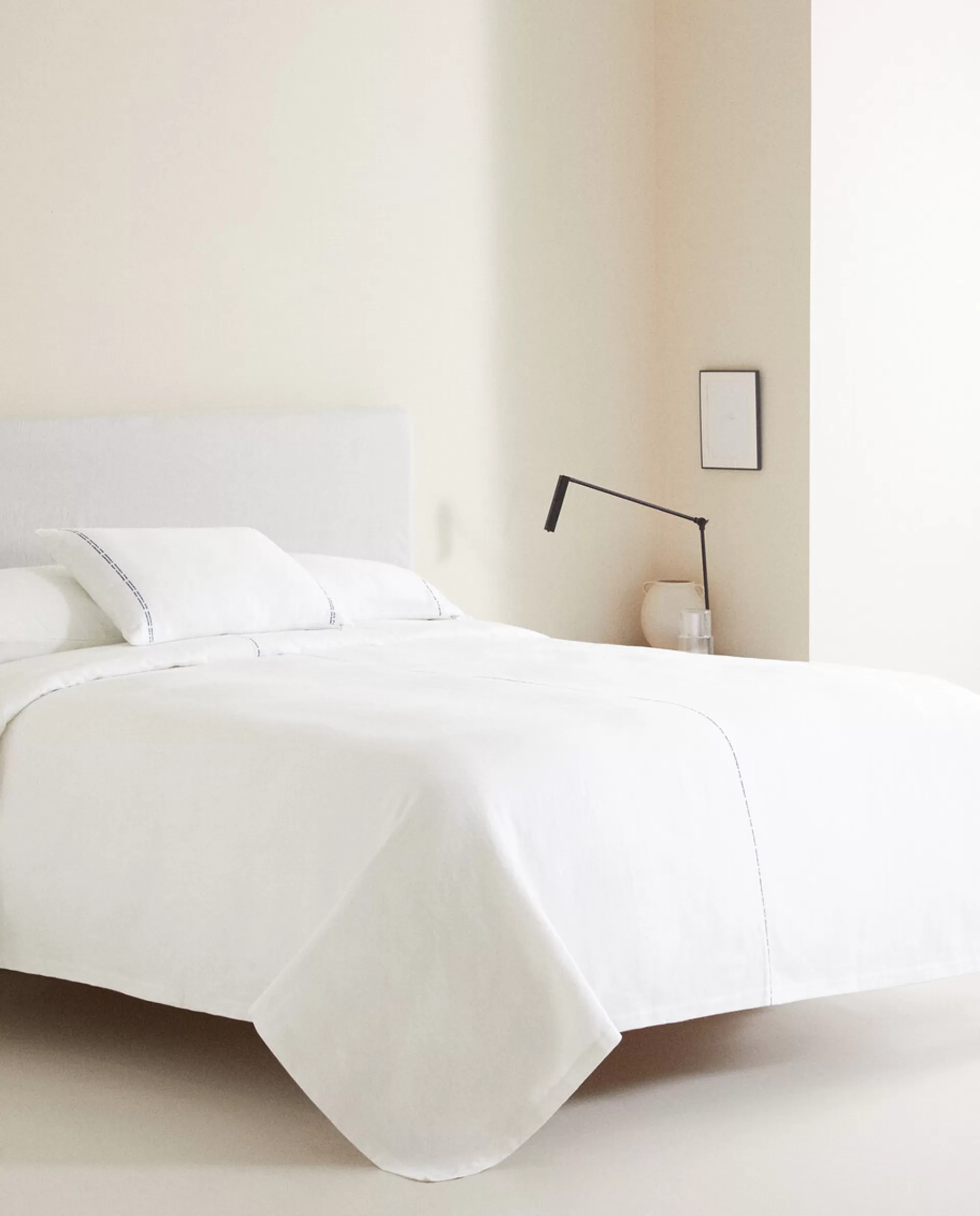 ZARA Home Bedspread With Backstitching White Sale