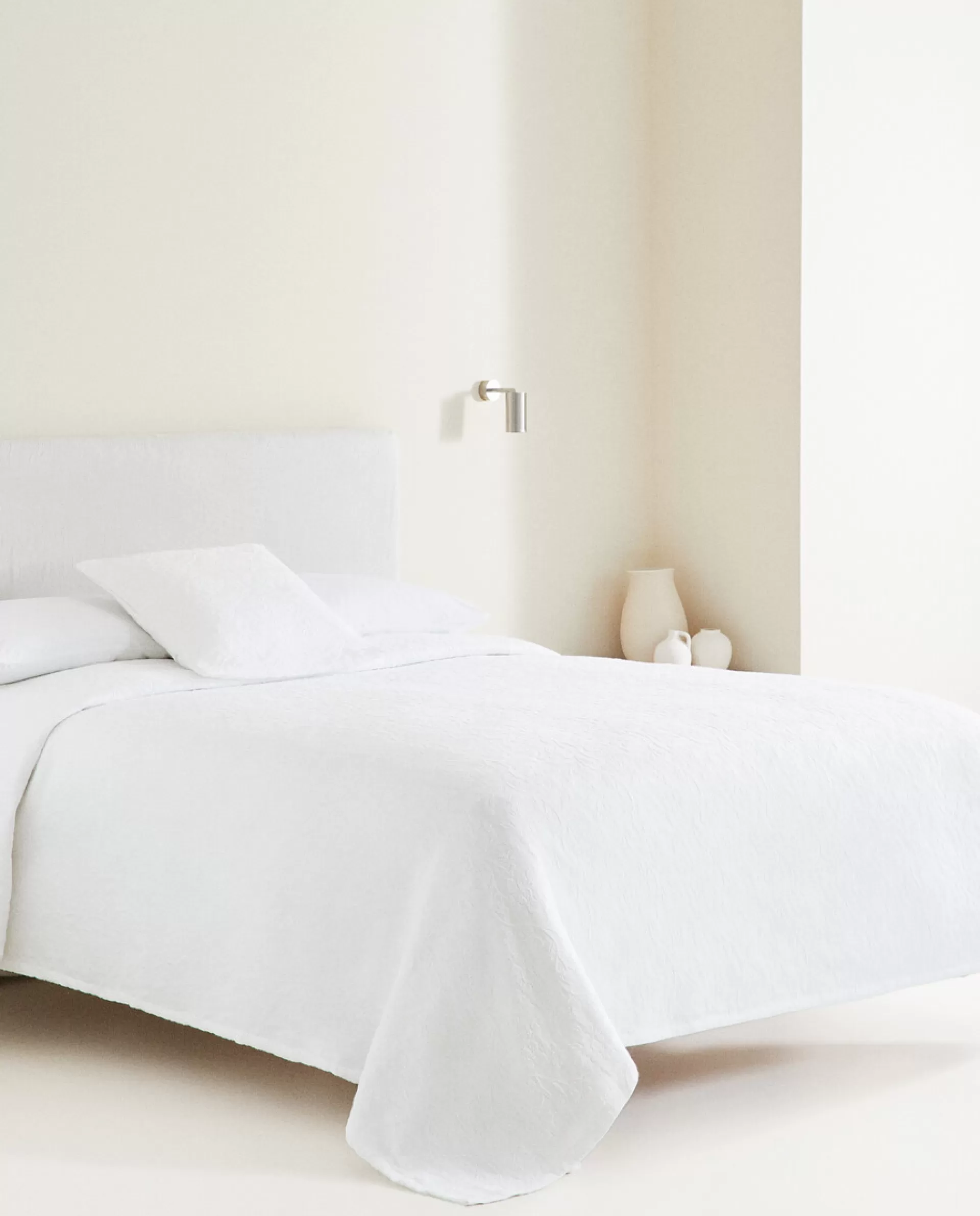 ZARA Home Bedspread With Floral Embroidery White New