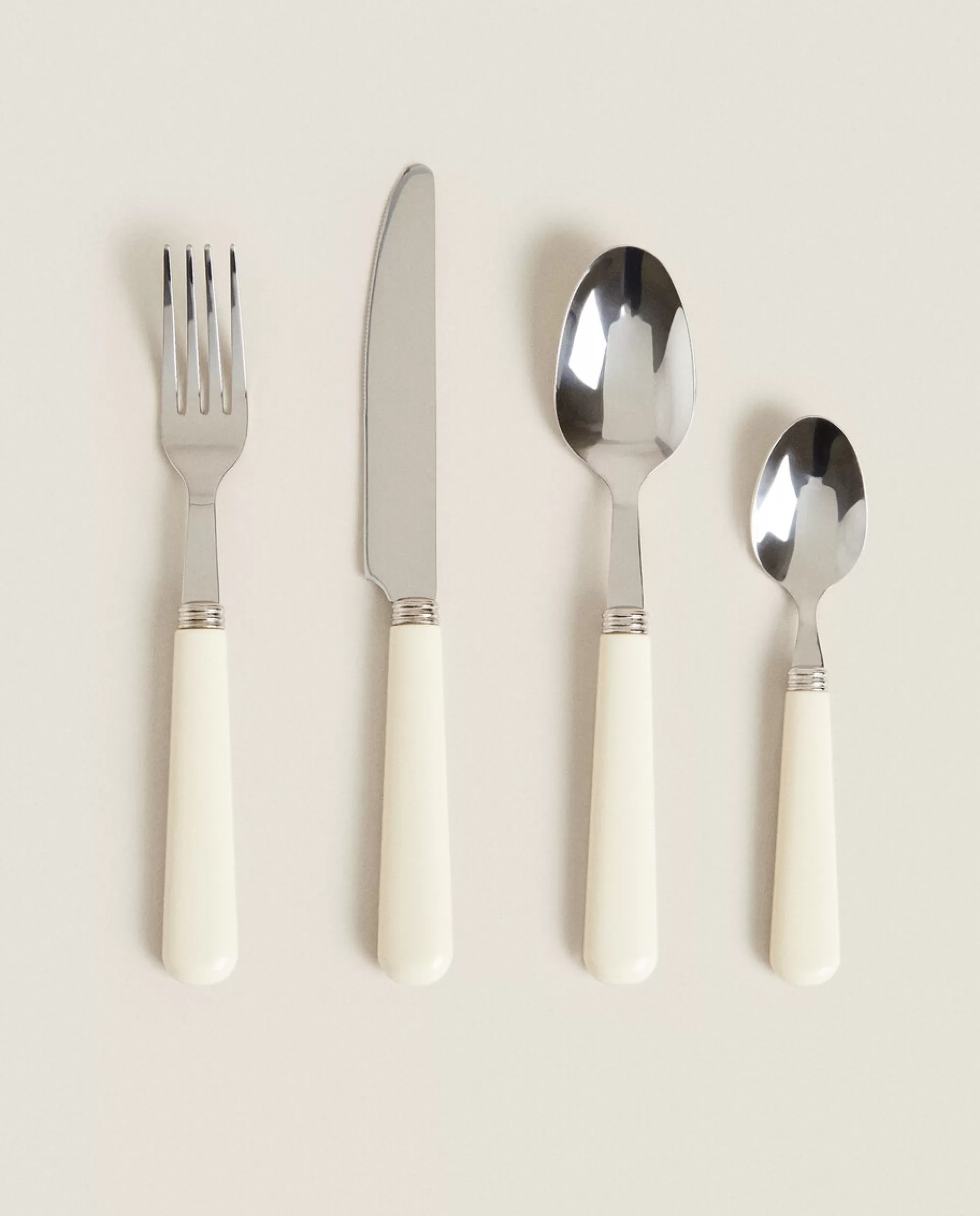 ZARA Home Beige Flatware Set (4 Pieces) Cream Cheap