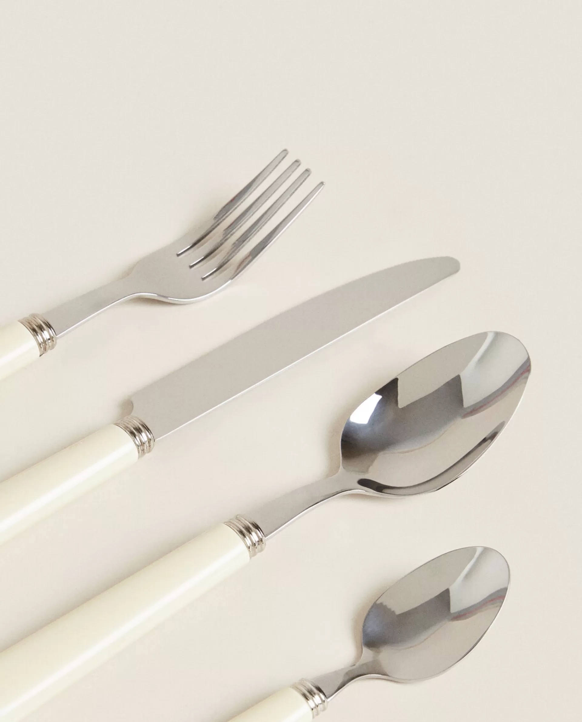 ZARA Home Beige Flatware Set (4 Pieces) Cream Cheap
