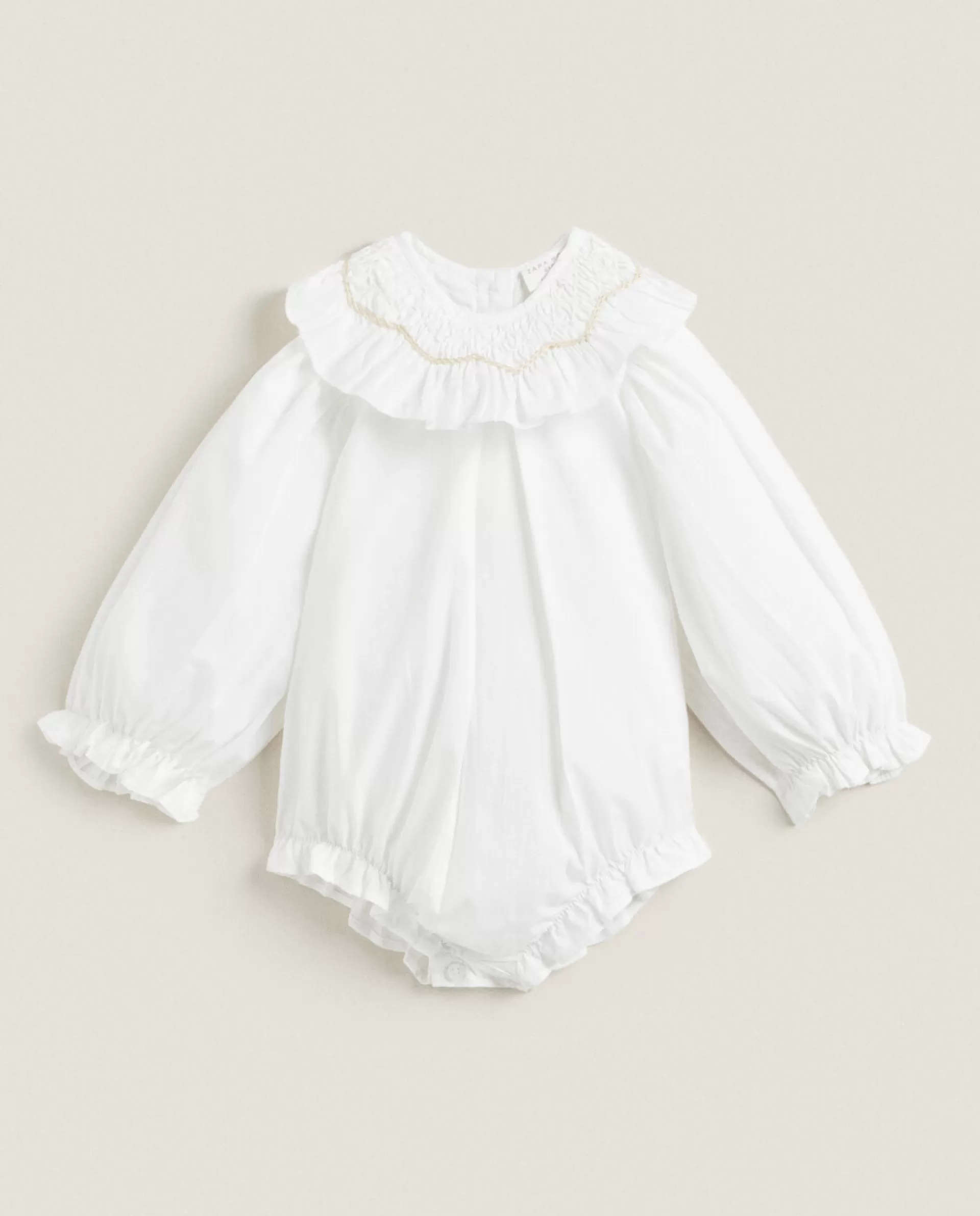 ZARA Home Bodysuit With Embroidered Collar White Outlet