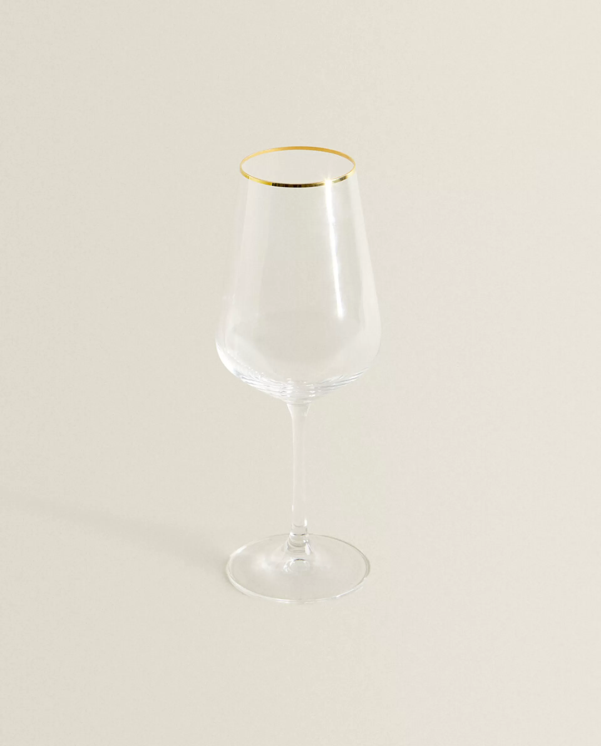 ZARA Home Bohemia Crystal Gold-Rimmed Wine Glass Golden Flash Sale