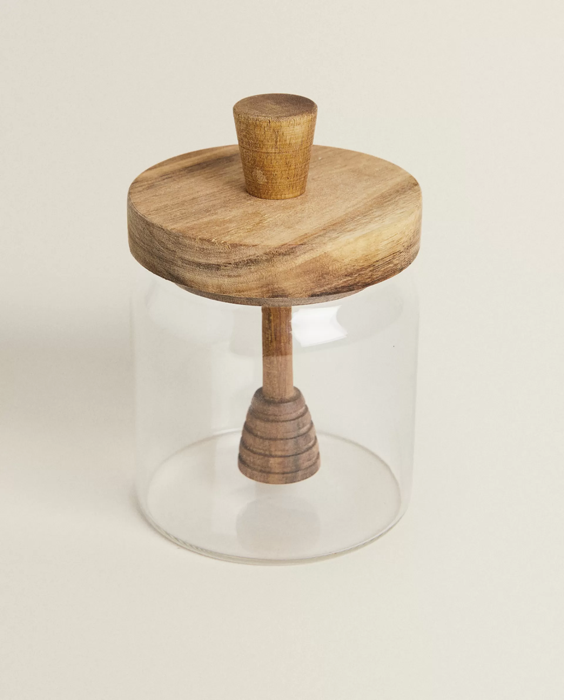 ZARA Home Borosilicate Glass And Wooden Honey Jar Natural Colour New