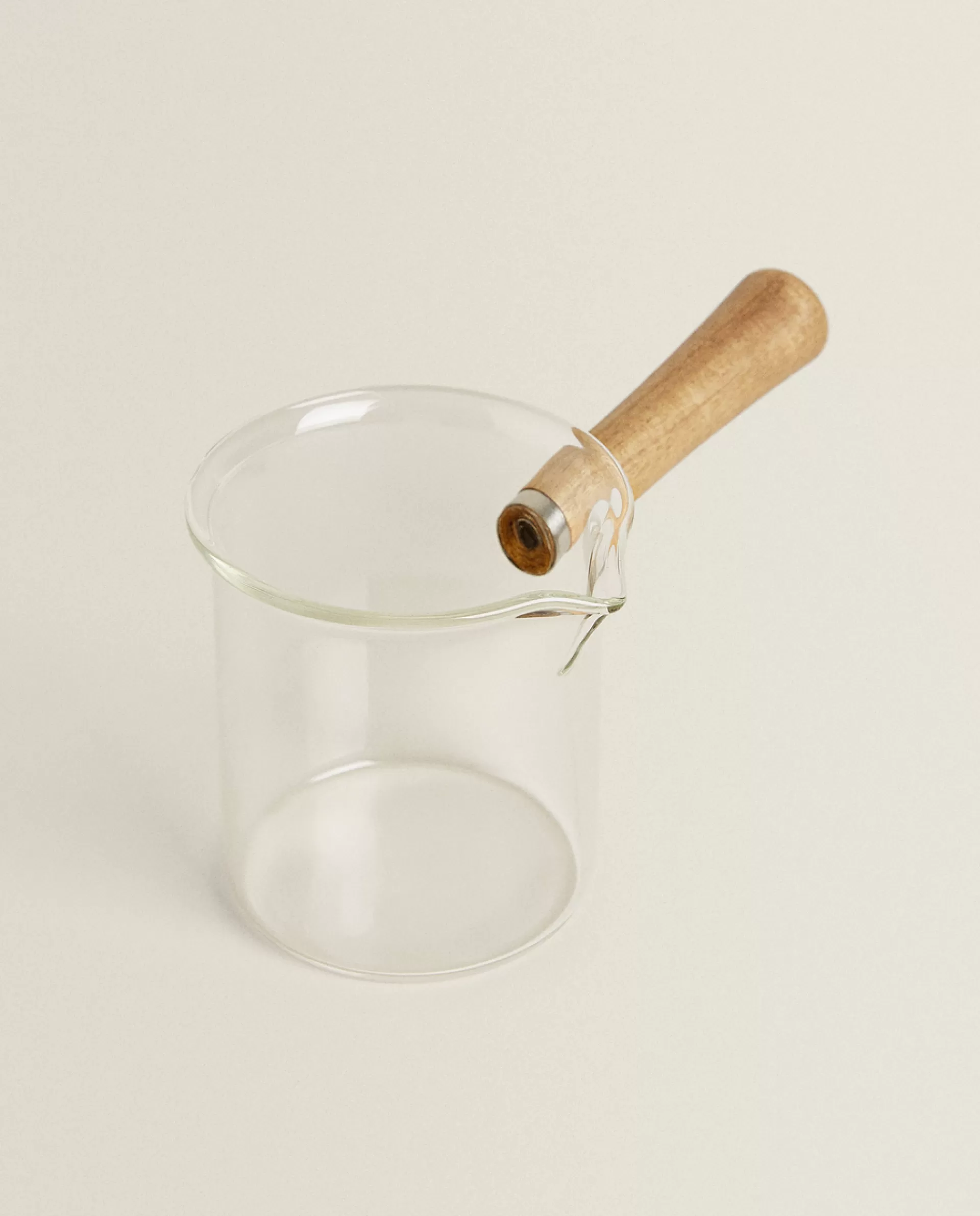 ZARA Home Borosilicate Glass And Wooden Milk Pitcher Natural Colour Sale