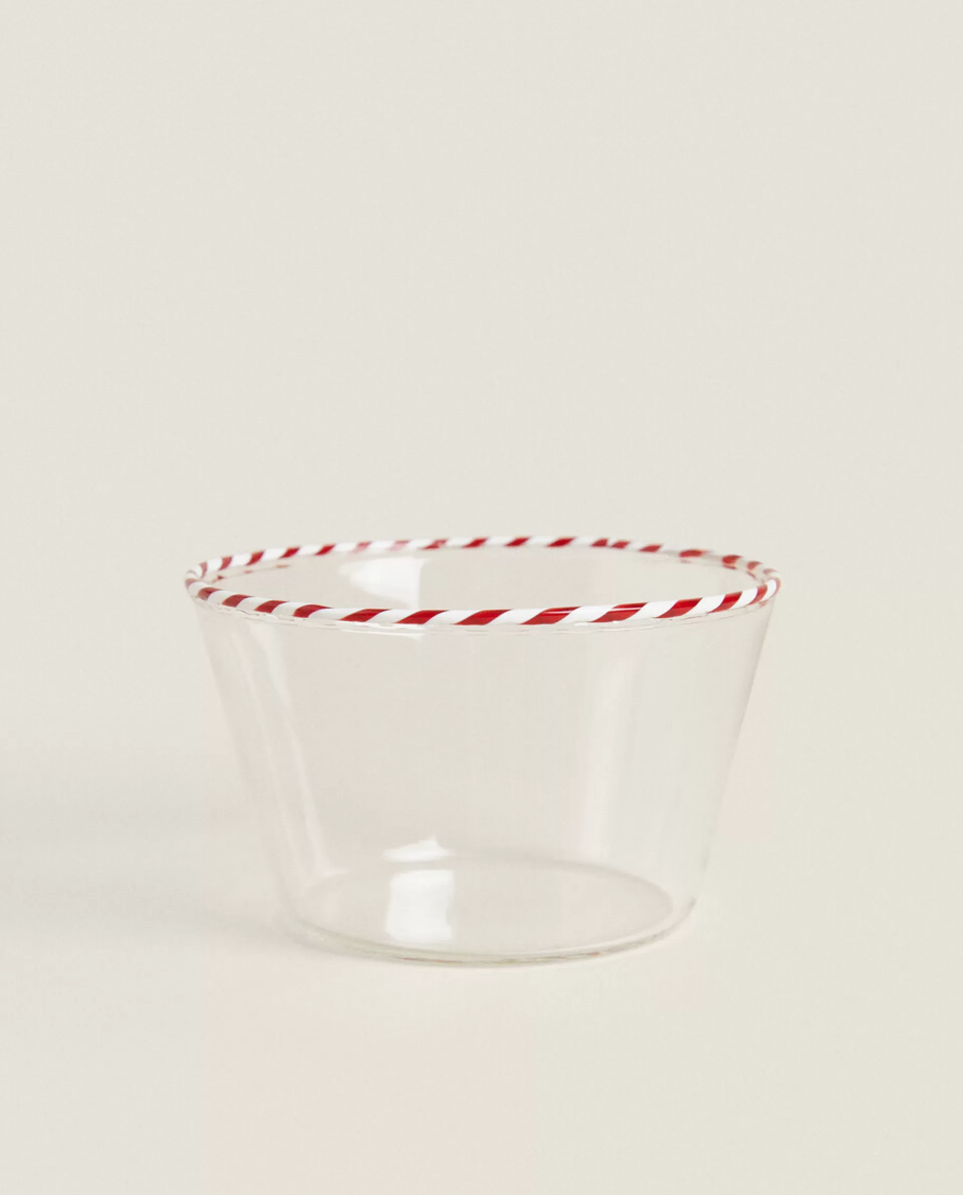 ZARA Home Borosilicate Glass Bowl With A Candy Cane Trim Red Cheap