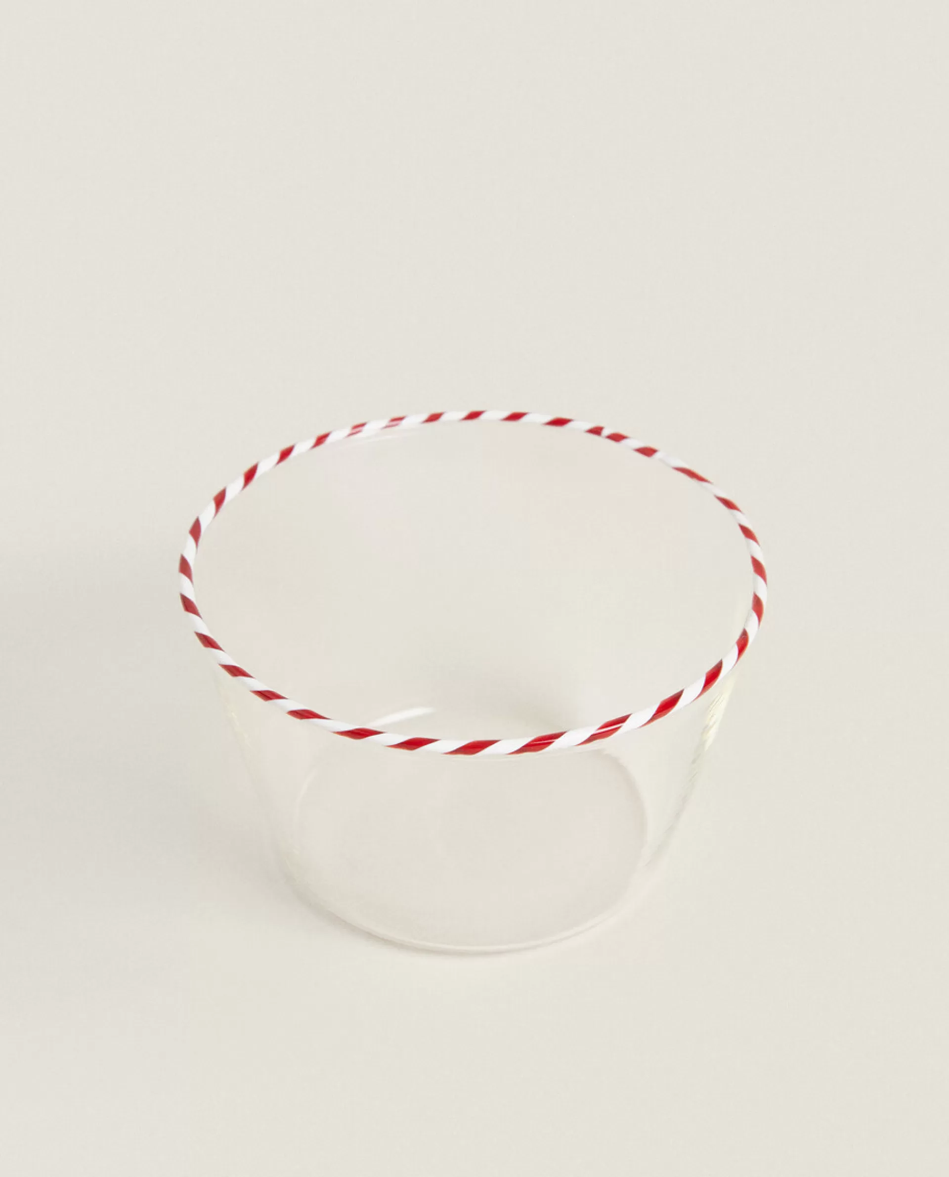 ZARA Home Borosilicate Glass Bowl With A Candy Cane Trim Red Cheap
