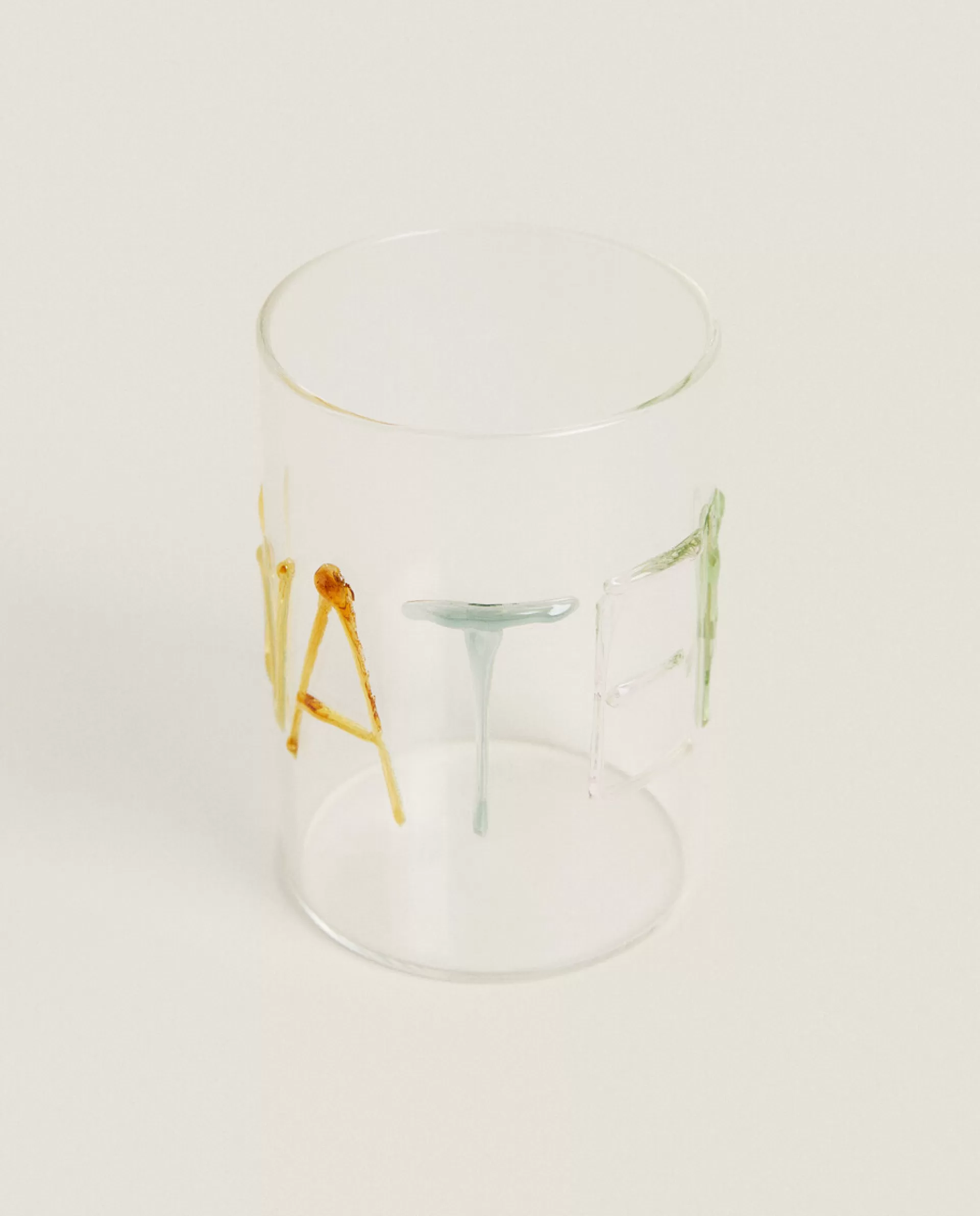 ZARA Home Borosilicate Glass Tumbler With Letters Transparent Clearance