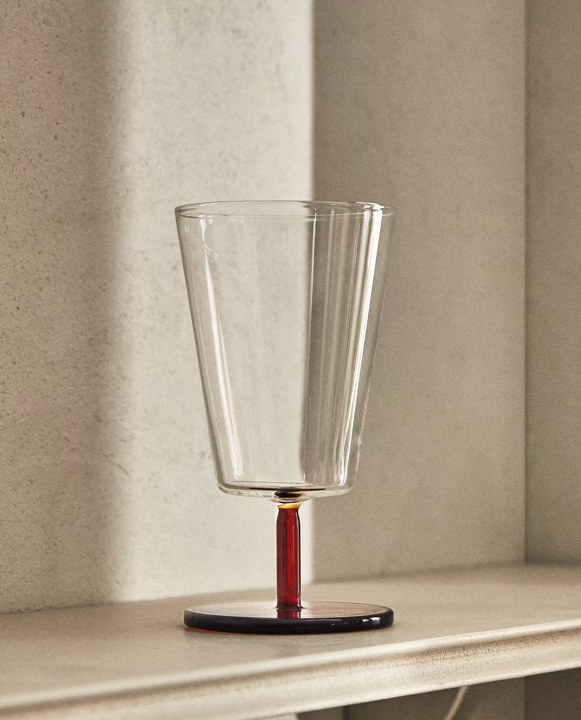 ZARA Home Borosilicate Wine Glass With Colored Stem Orange Fashion