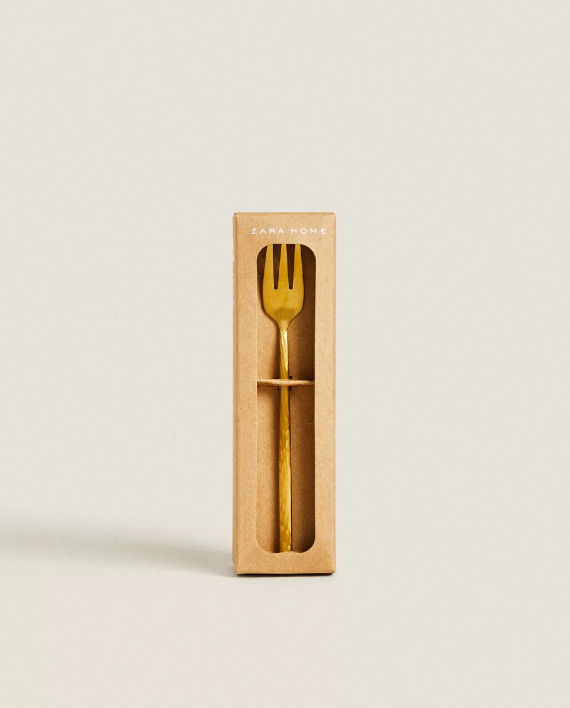 ZARA Home Box 4 Brunch Forks With Hammered Handle Golden Outlet