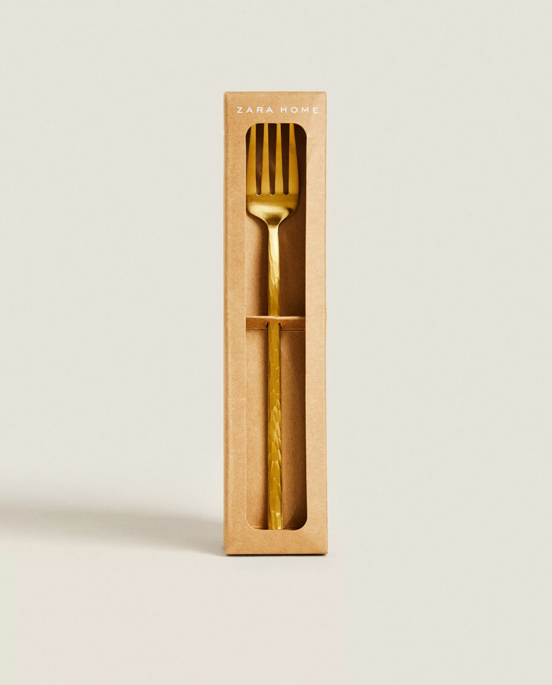 ZARA Home Box 4 Forks With Hammered Handle Golden Clearance
