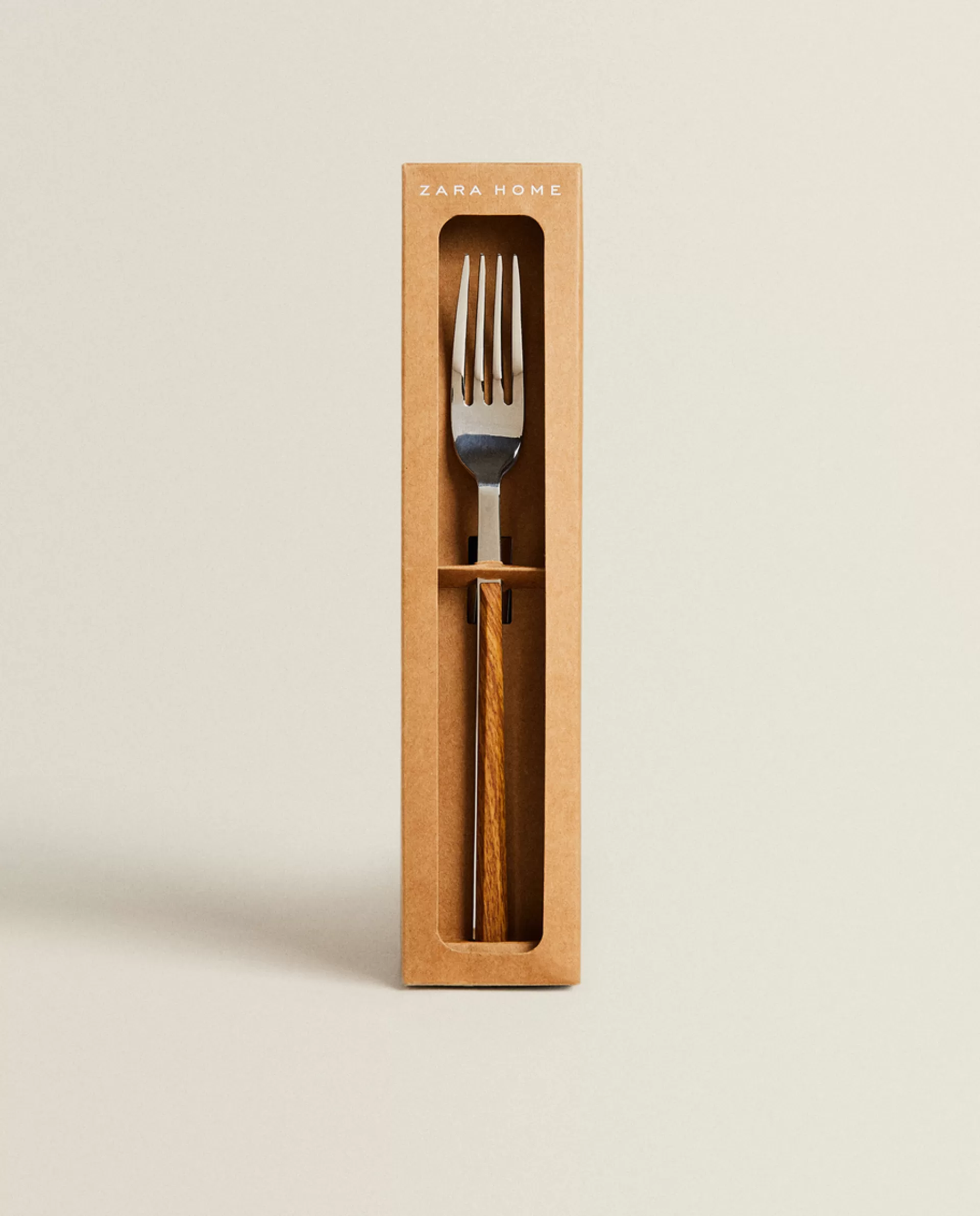 ZARA Home Box 4 Forks With Wood Pattern Handles Brown Store