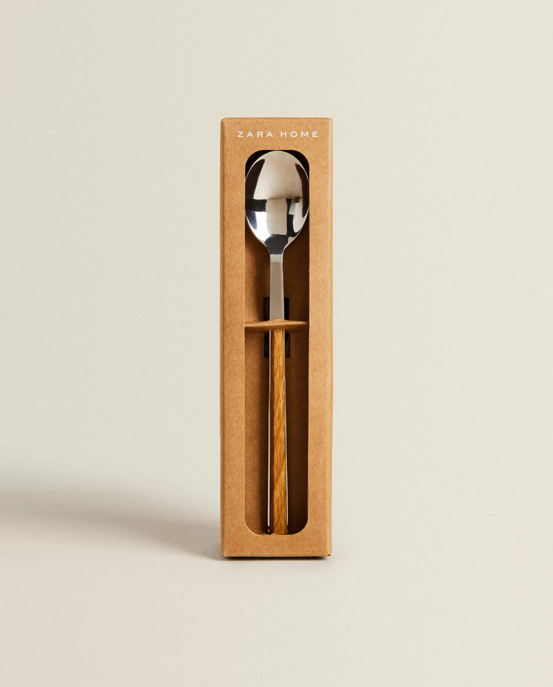 ZARA Home Box Of 4 Dessert Spoons With Wood Pattern Handle Brown Shop