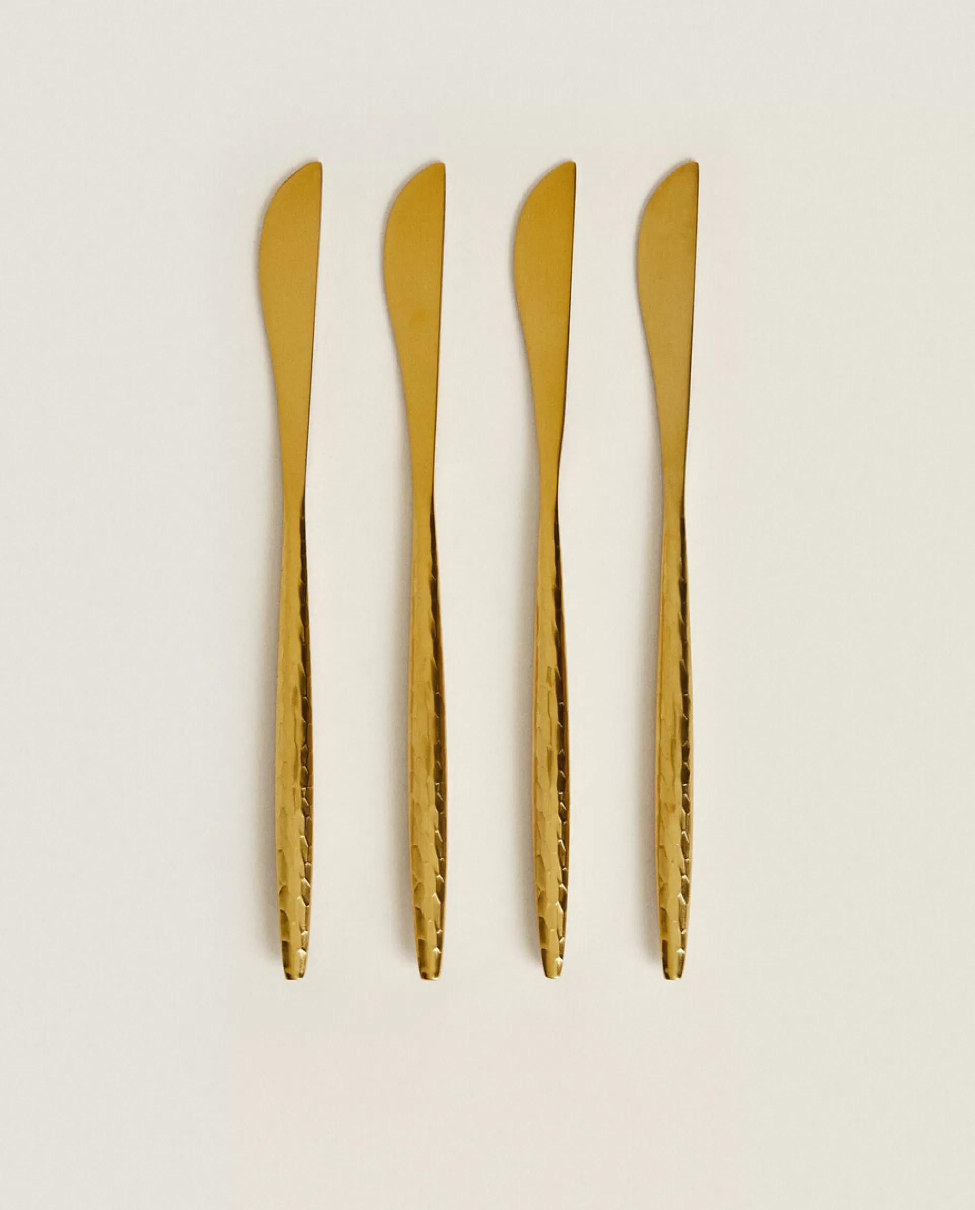 ZARA Home Box Of 4 Knives With Hammered Handle Golden Cheap