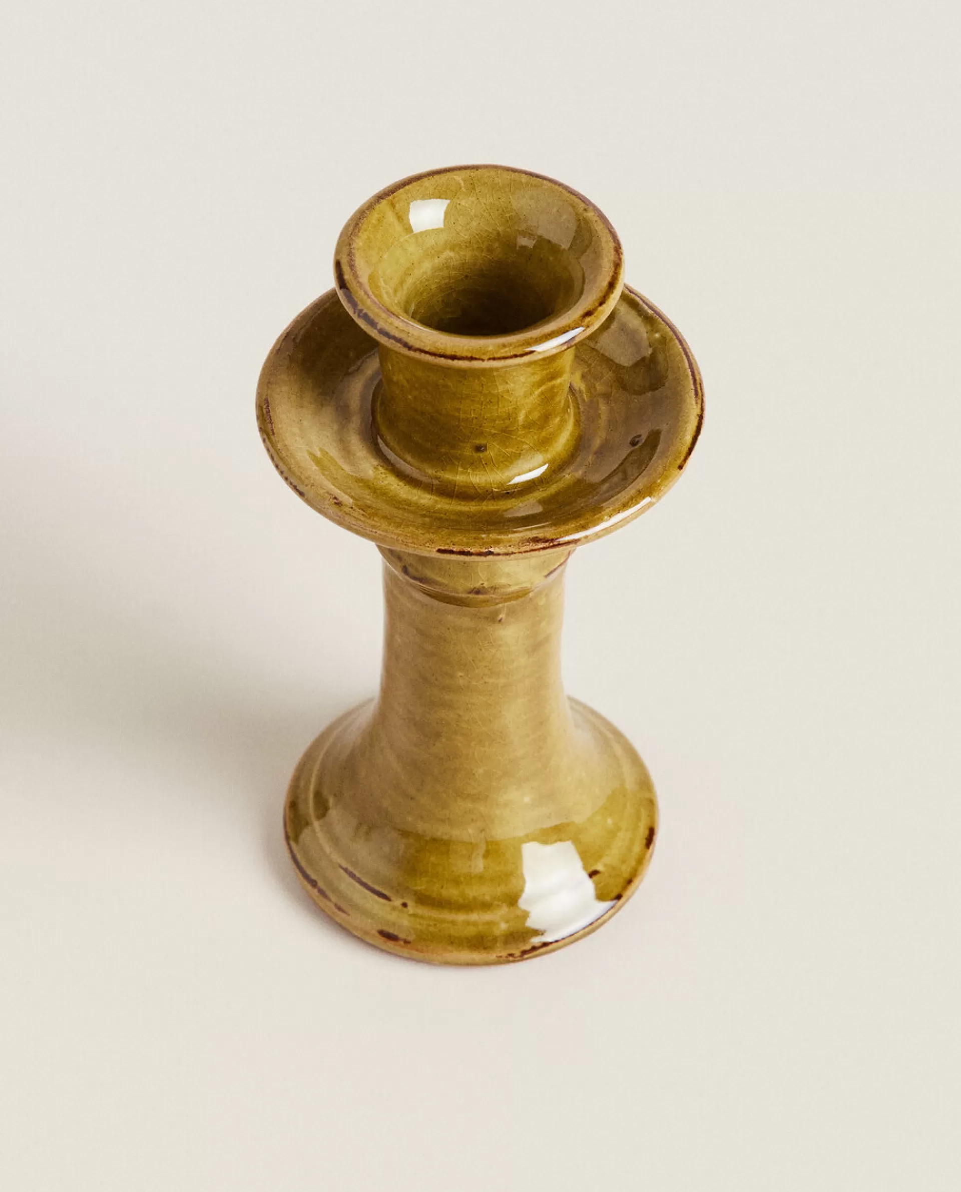 ZARA Home Ceramic Candlestick Green Best Sale