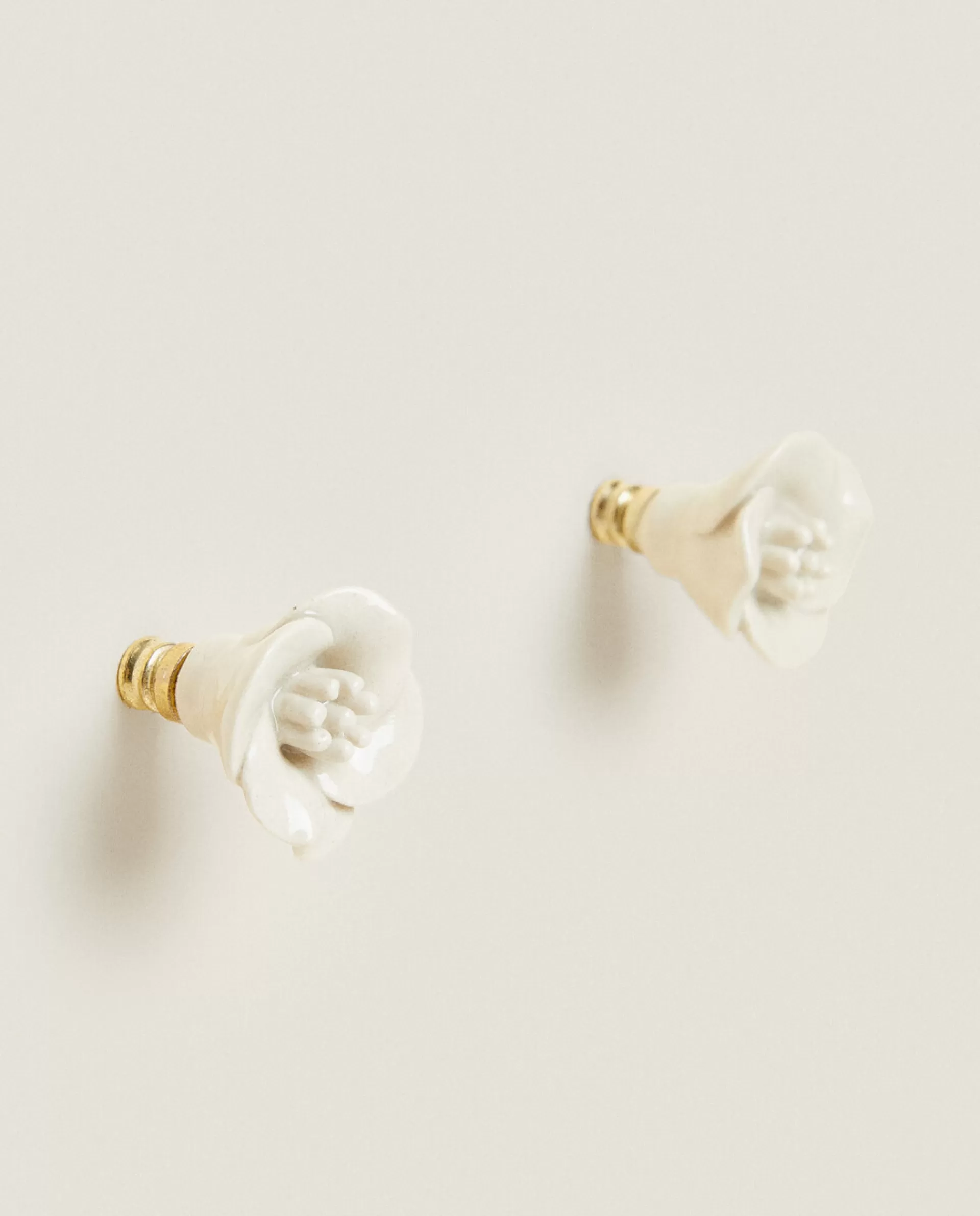 ZARA Home Ceramic Flower Door Knob (Pack Of 2) Beige Fashion