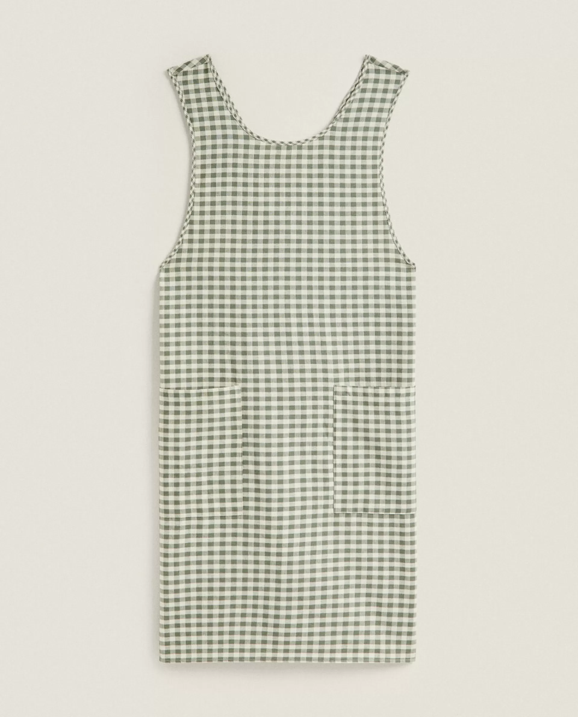 ZARA Home Check Apron With Ruffles Beige Fashion