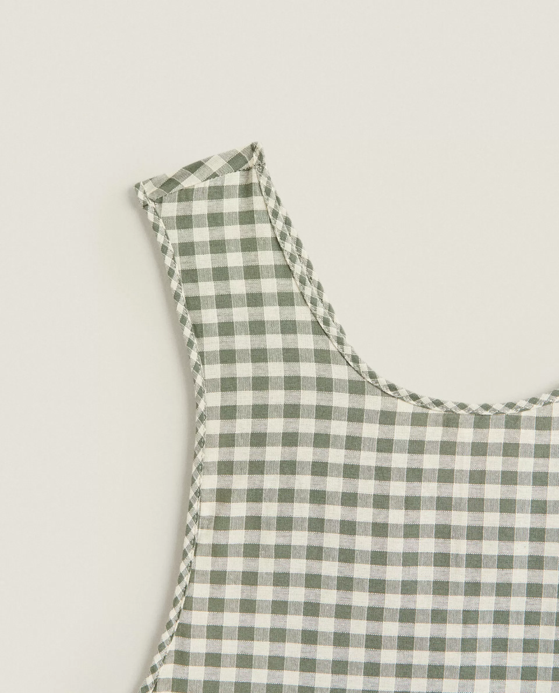 ZARA Home Check Apron With Ruffles Beige Fashion