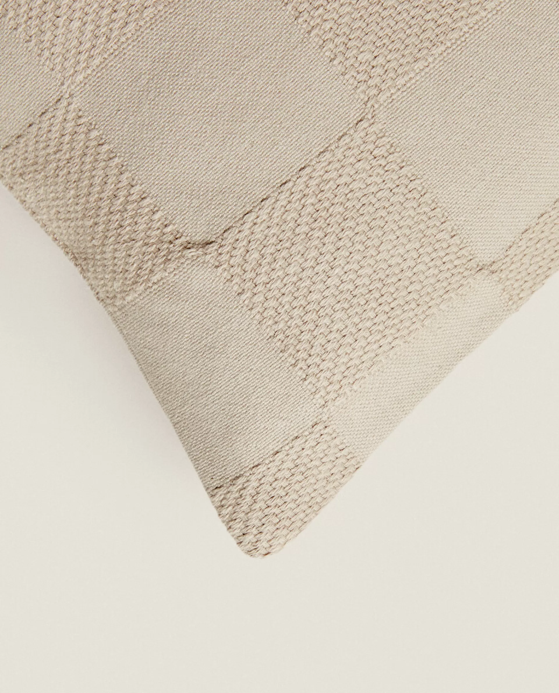 ZARA Home Check Cotton Throw Pillow Cover Taupe Sale