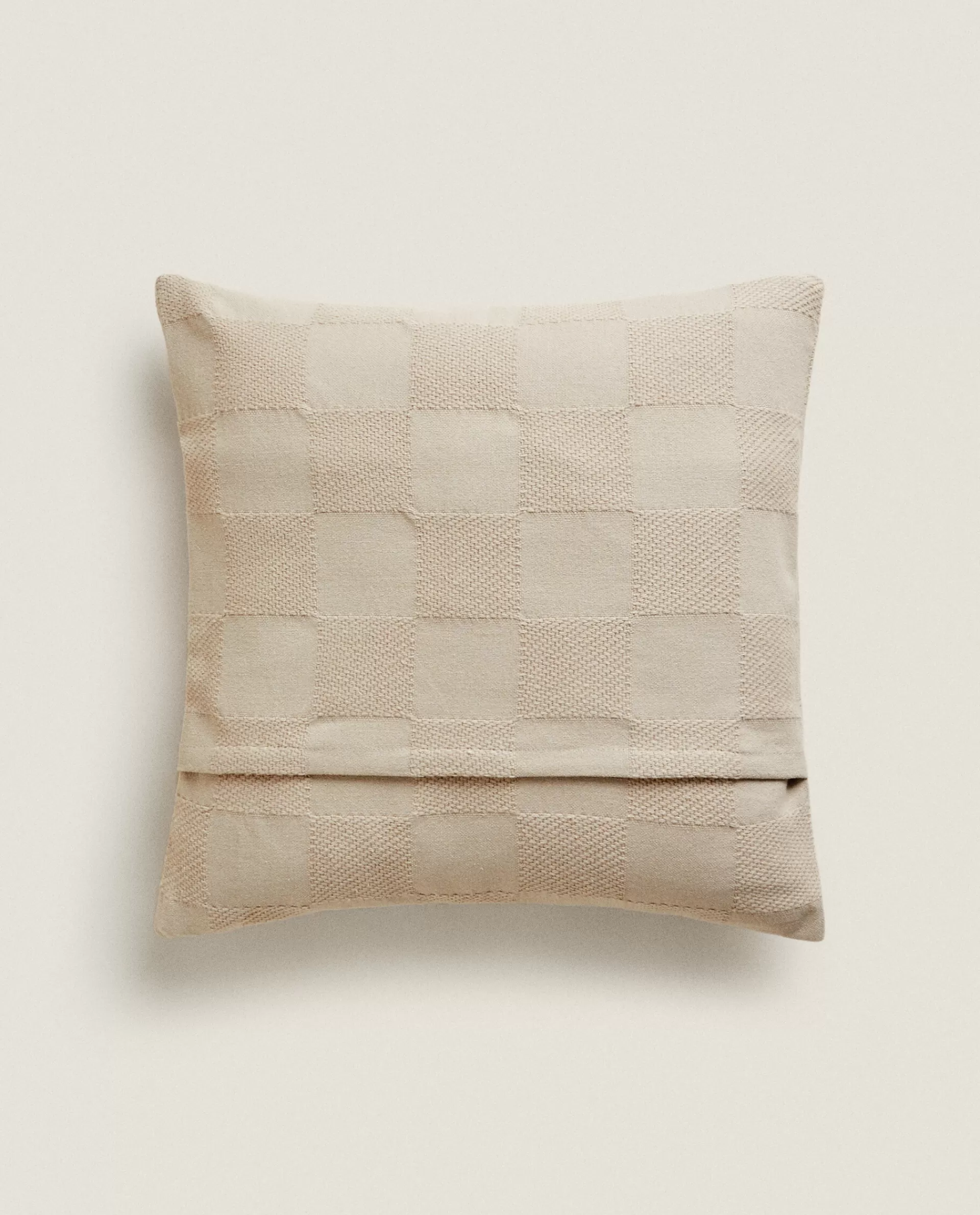 check_cotton_throw_pillow_cover_4-1.webp ZARA Home Check Cotton Throw Pillow Cover Taupe Sale