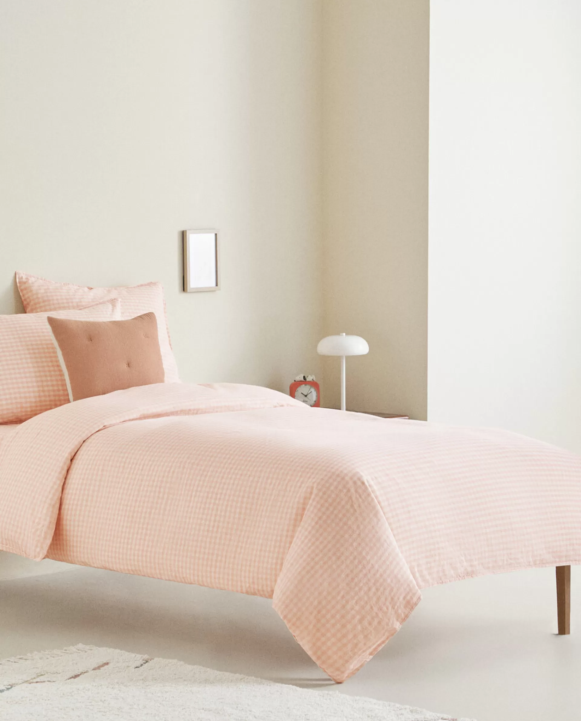 ZARA Home Check Duvet Cover Pink Sale