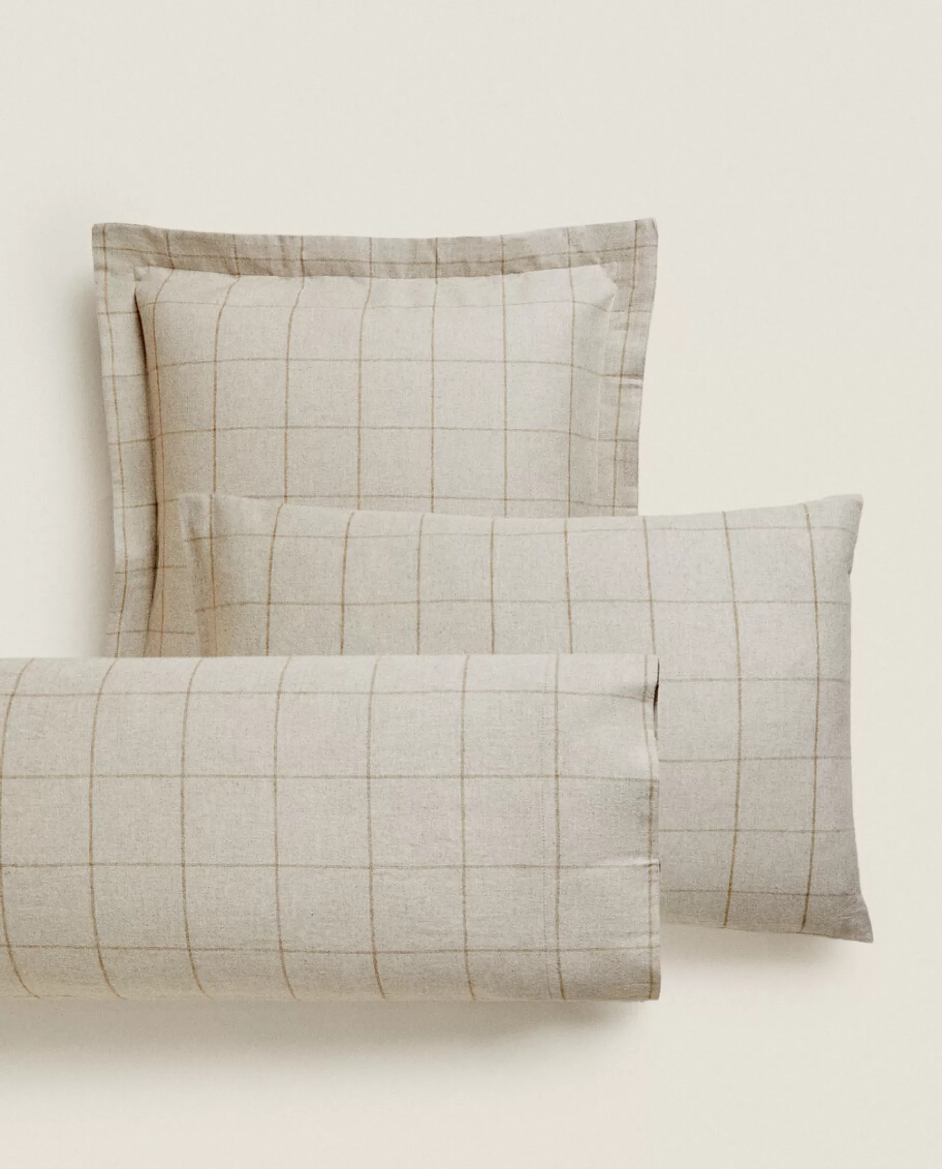 ZARA Home Check Flannel Pillowcase Sand Best Sale