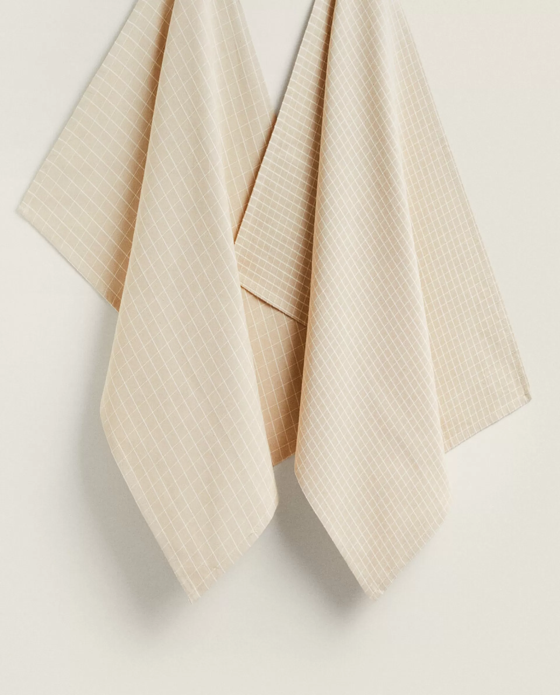 ZARA Home Check Kitchen Towel (Pack Of 2) Natural Colour Discount