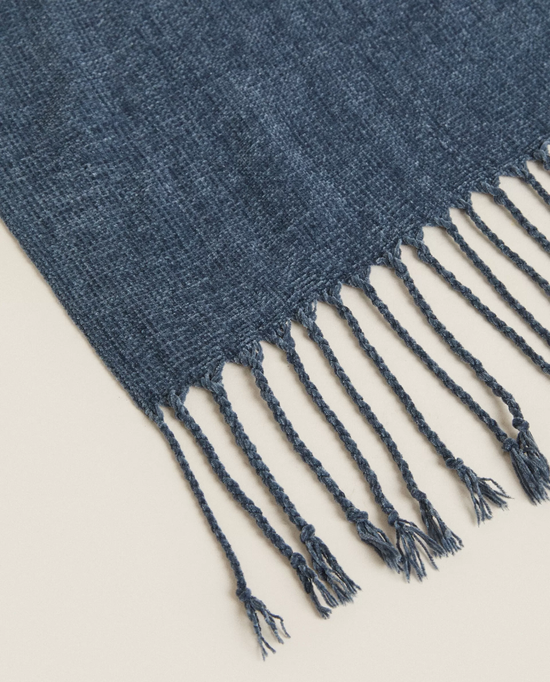 ZARA Home Chenille Blanket Blue Cheap