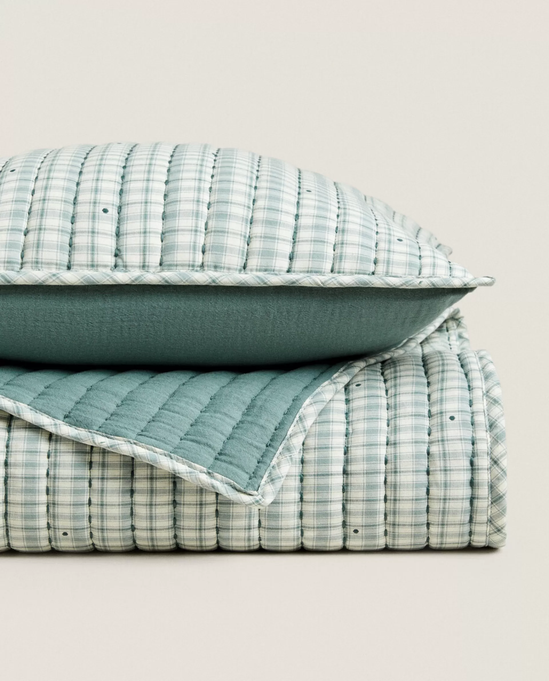 ZARA Home Children'S Checked Christmas Quilt Green Flash Sale