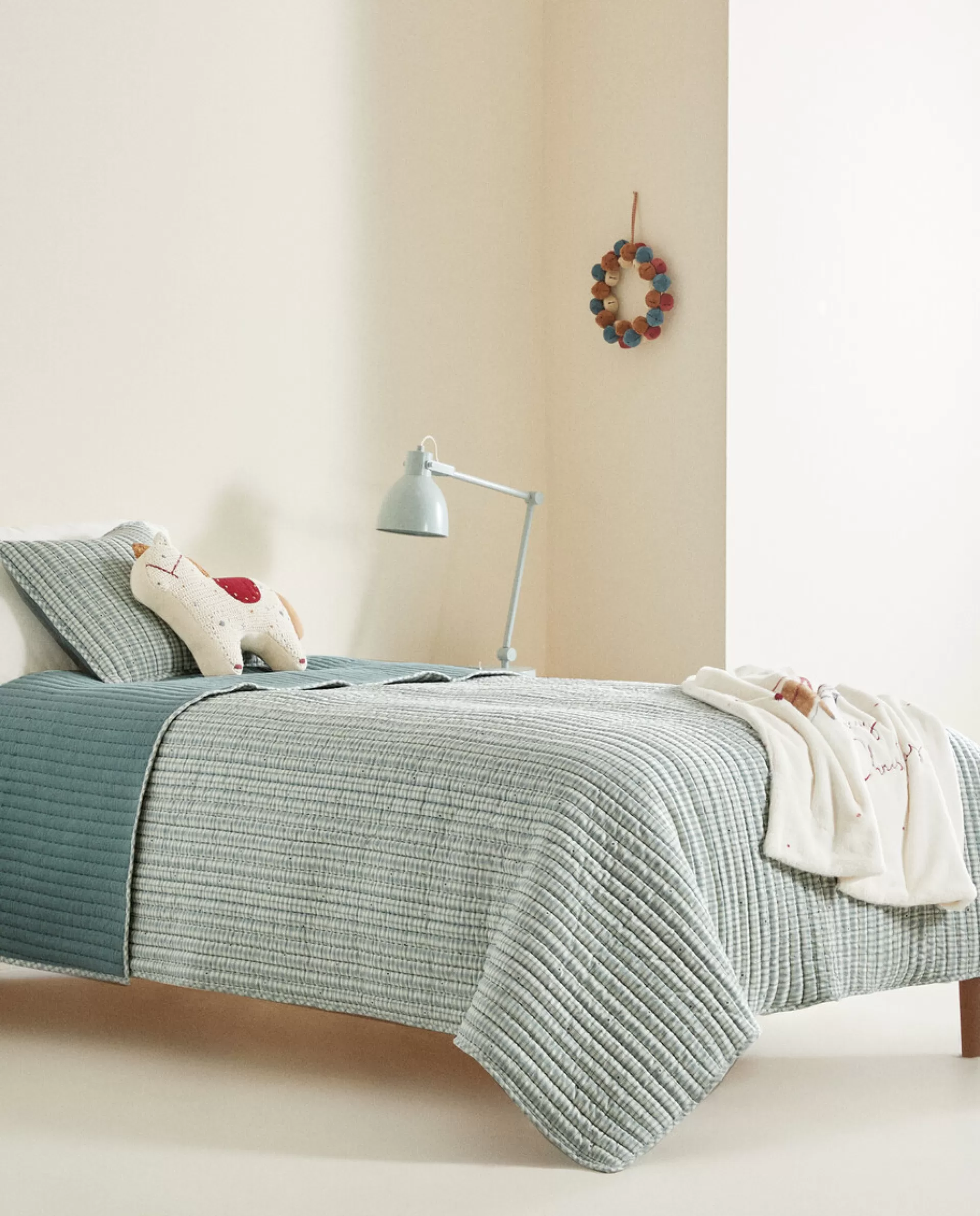 ZARA Home Children'S Checked Christmas Quilt Green Flash Sale
