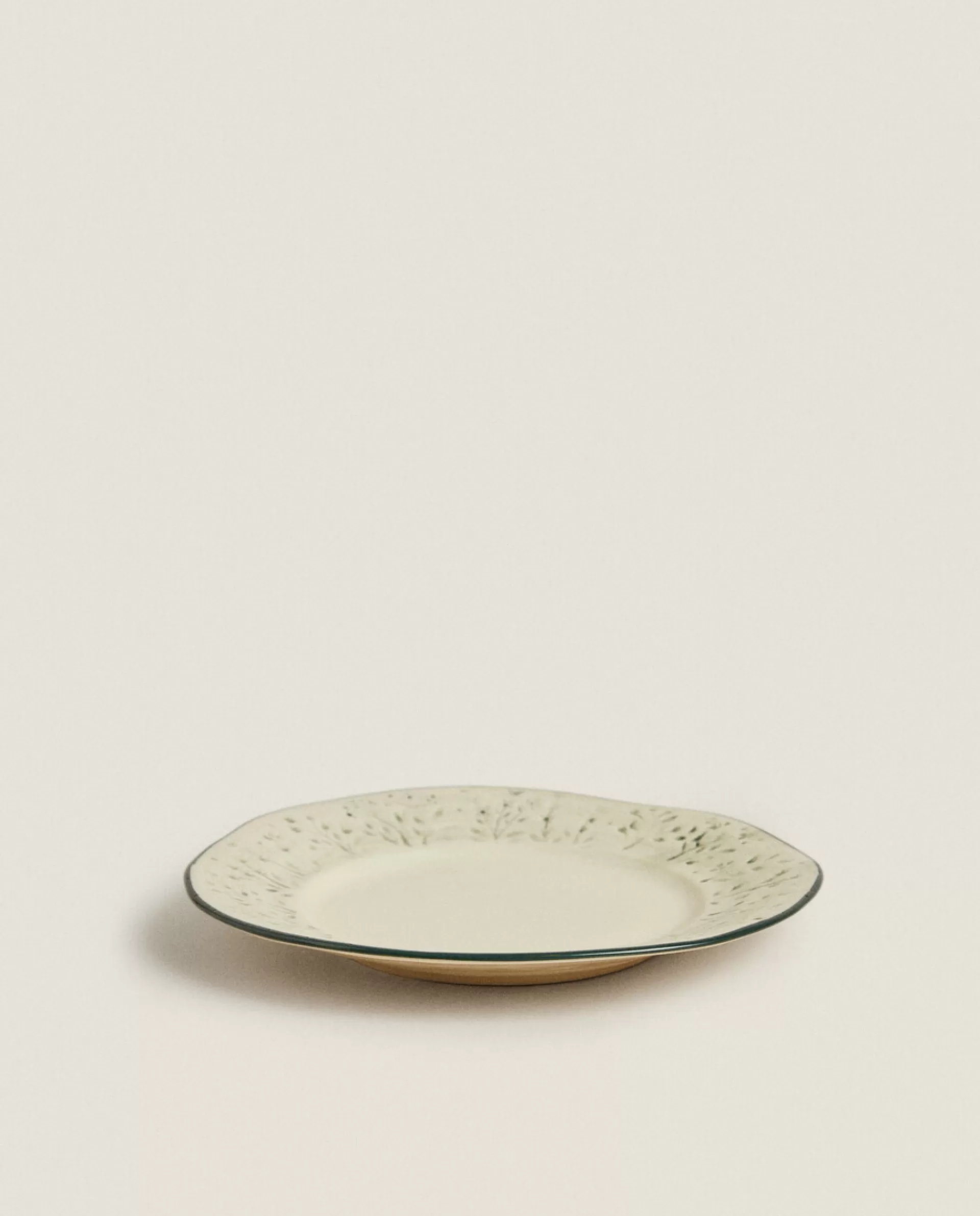ZARA Home Christmas Dessert Plate With Raised Floral Design Green Online