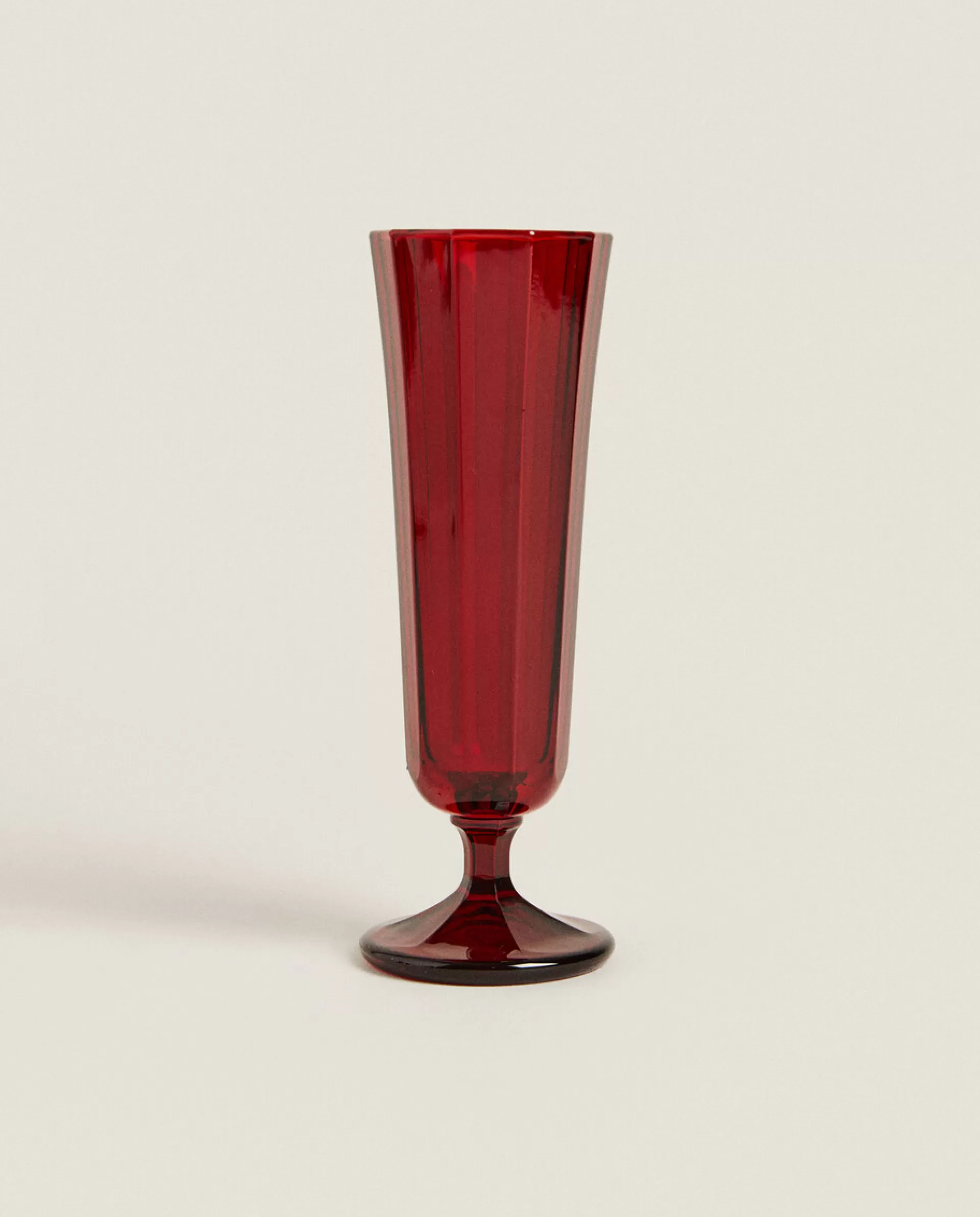 ZARA Home Christmas Faceted Glass Flute Red Shop