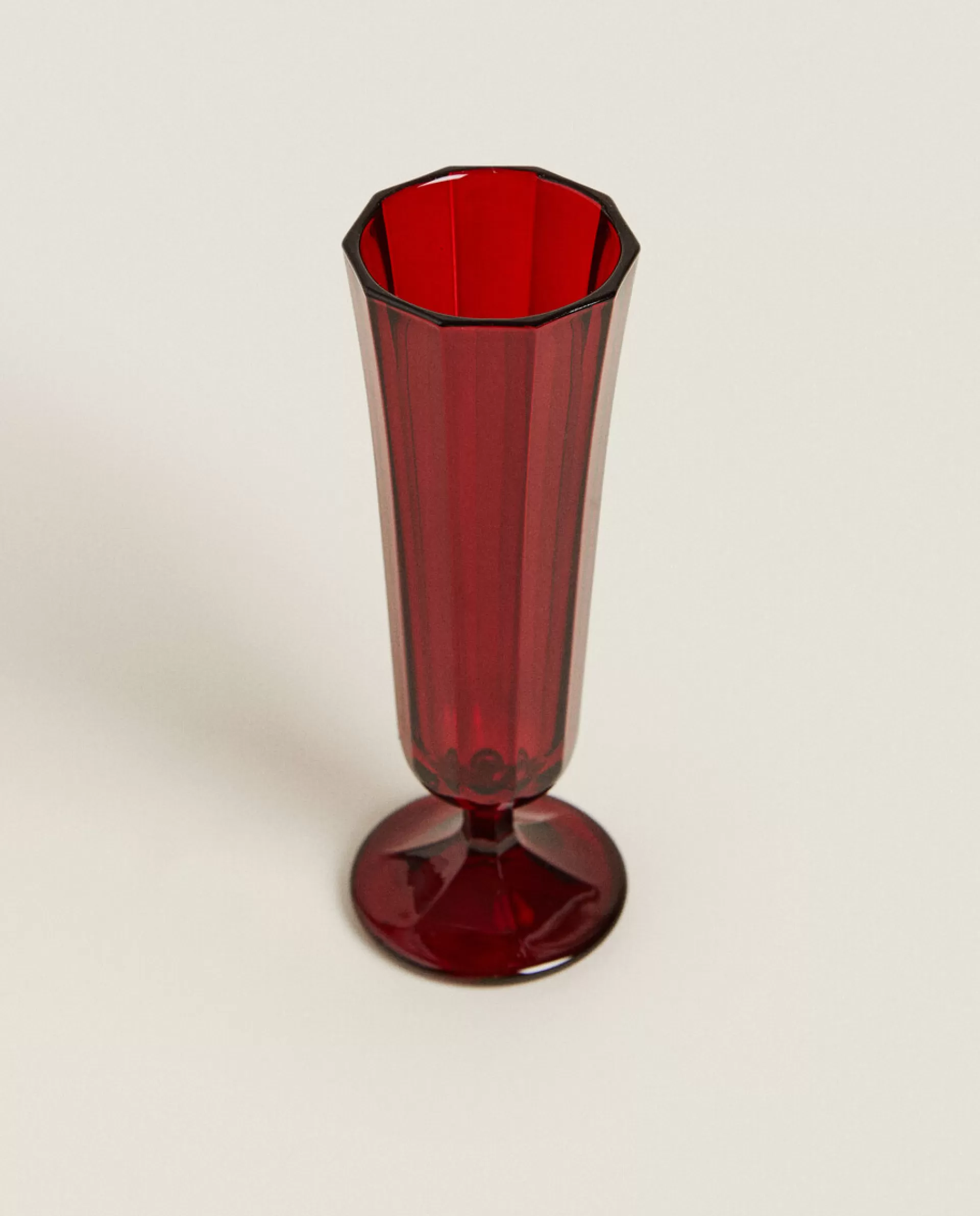 ZARA Home Christmas Faceted Glass Flute Red Shop