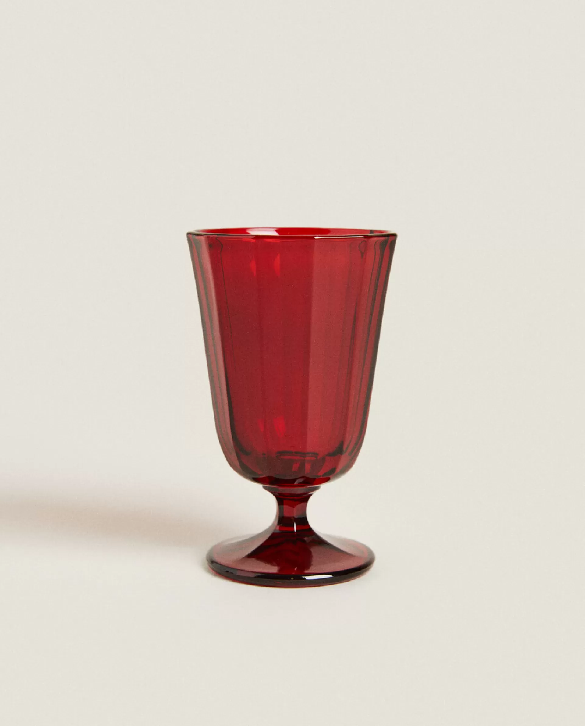 ZARA Home Christmas Faceted Wine Glass Red Store