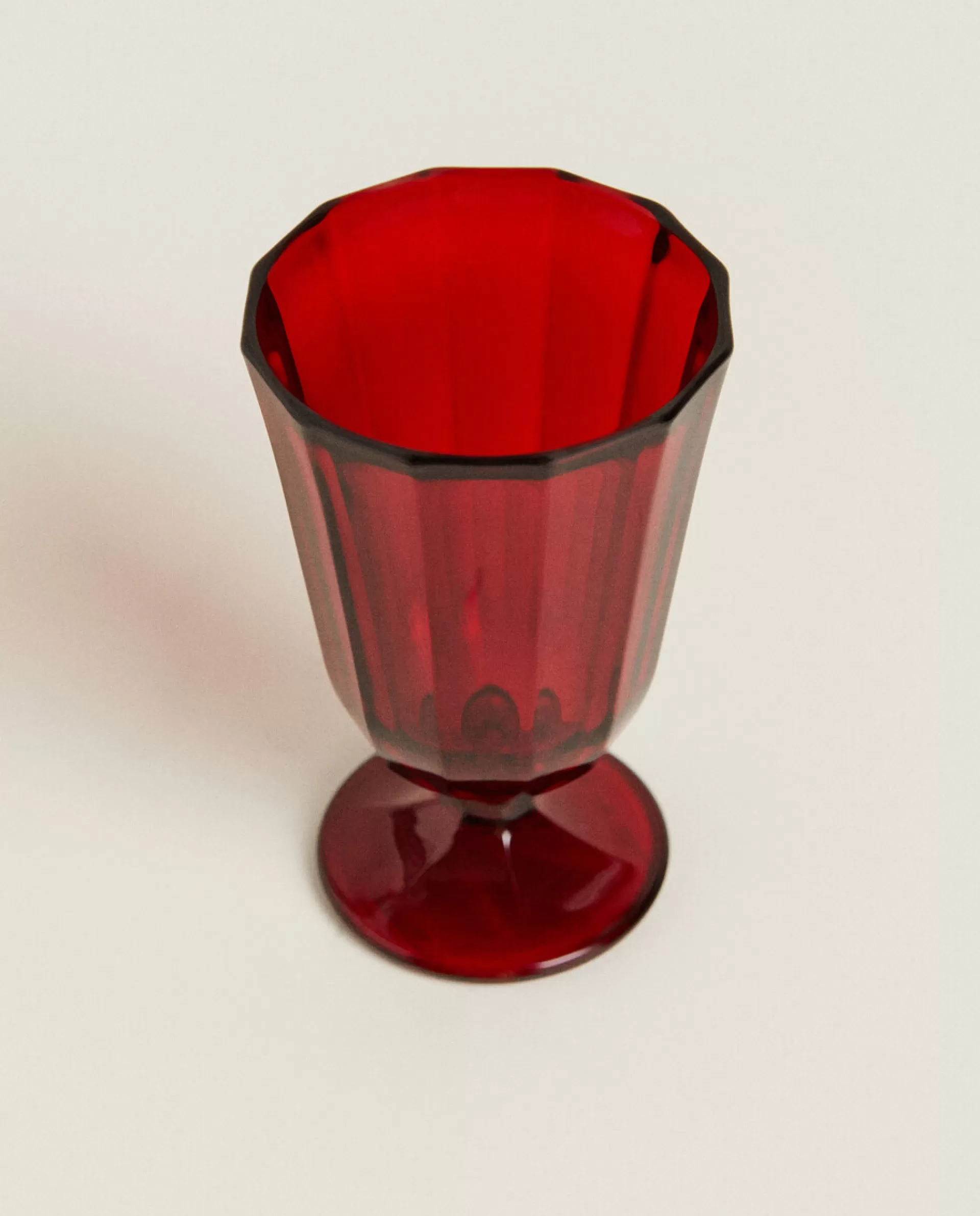 ZARA Home Christmas Faceted Wine Glass Red Store
