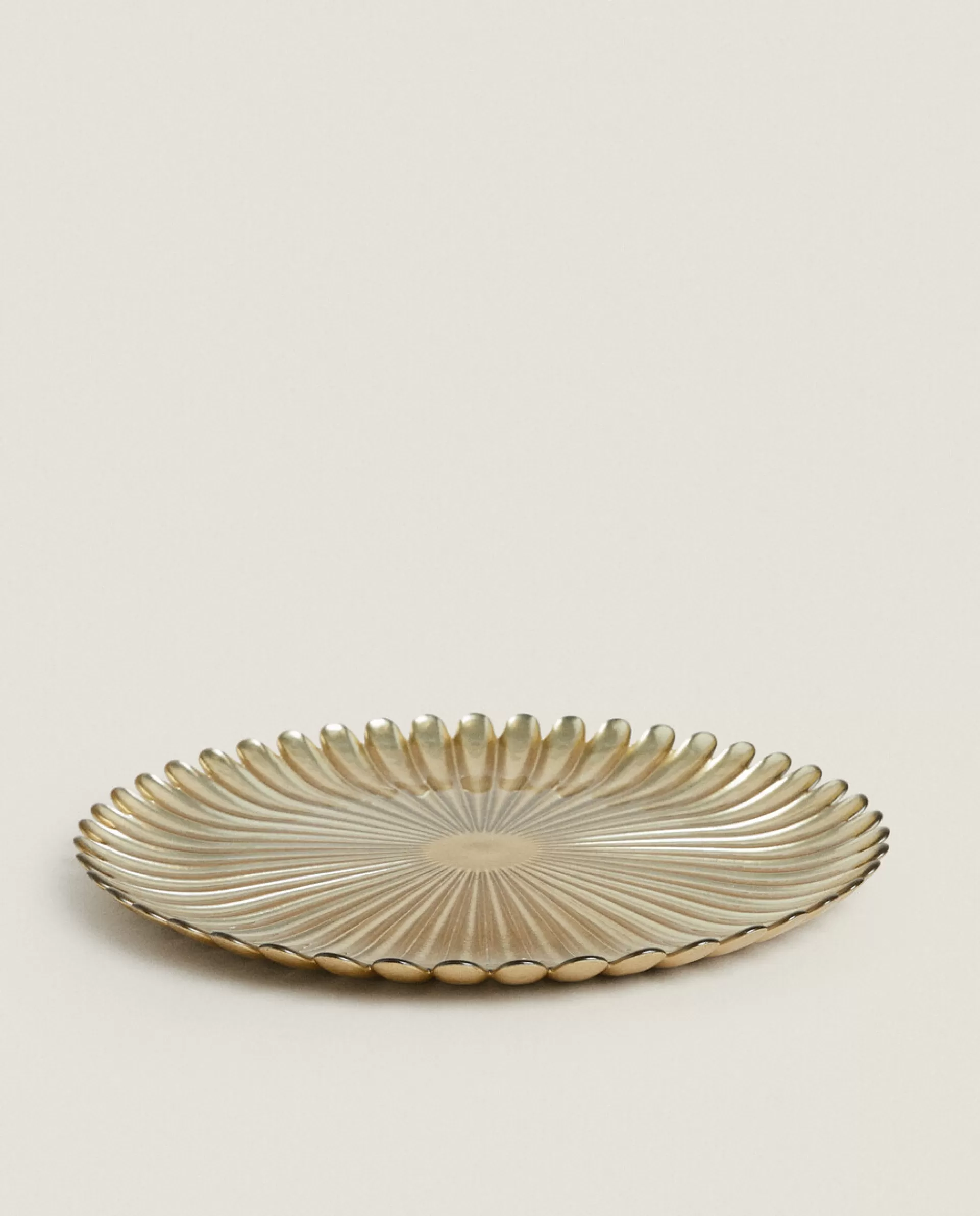 ZARA Home Christmas Glass Service Plate With Raised Design Champagne Cheap