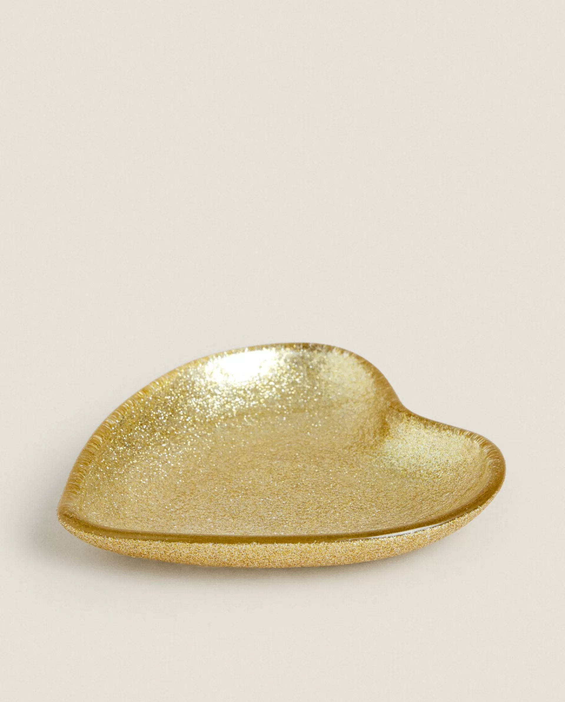 ZARA Home Christmas Heart Glass Bowl Golden New