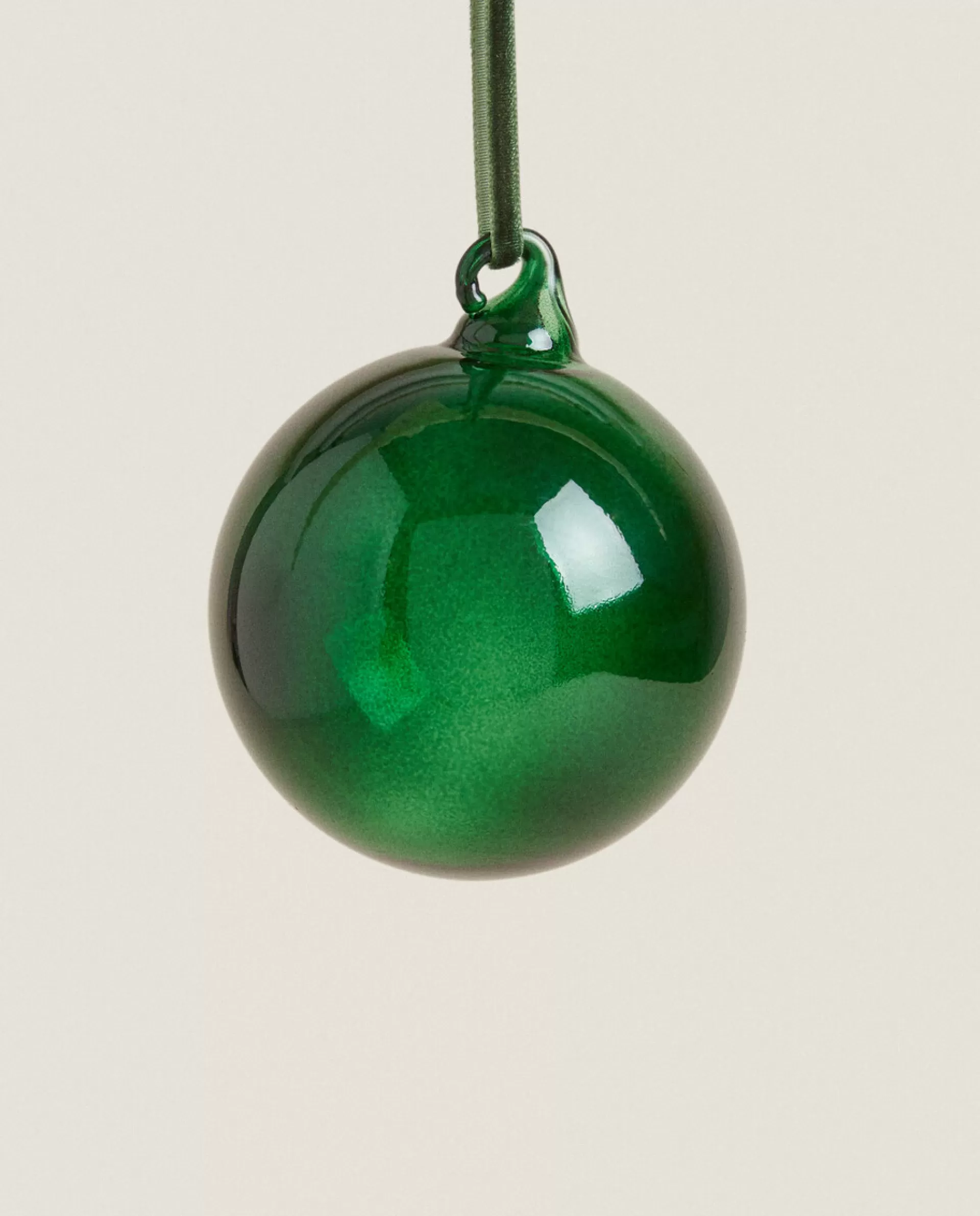 ZARA Home Christmas Plain Glass Bauble Decoration Green Fashion