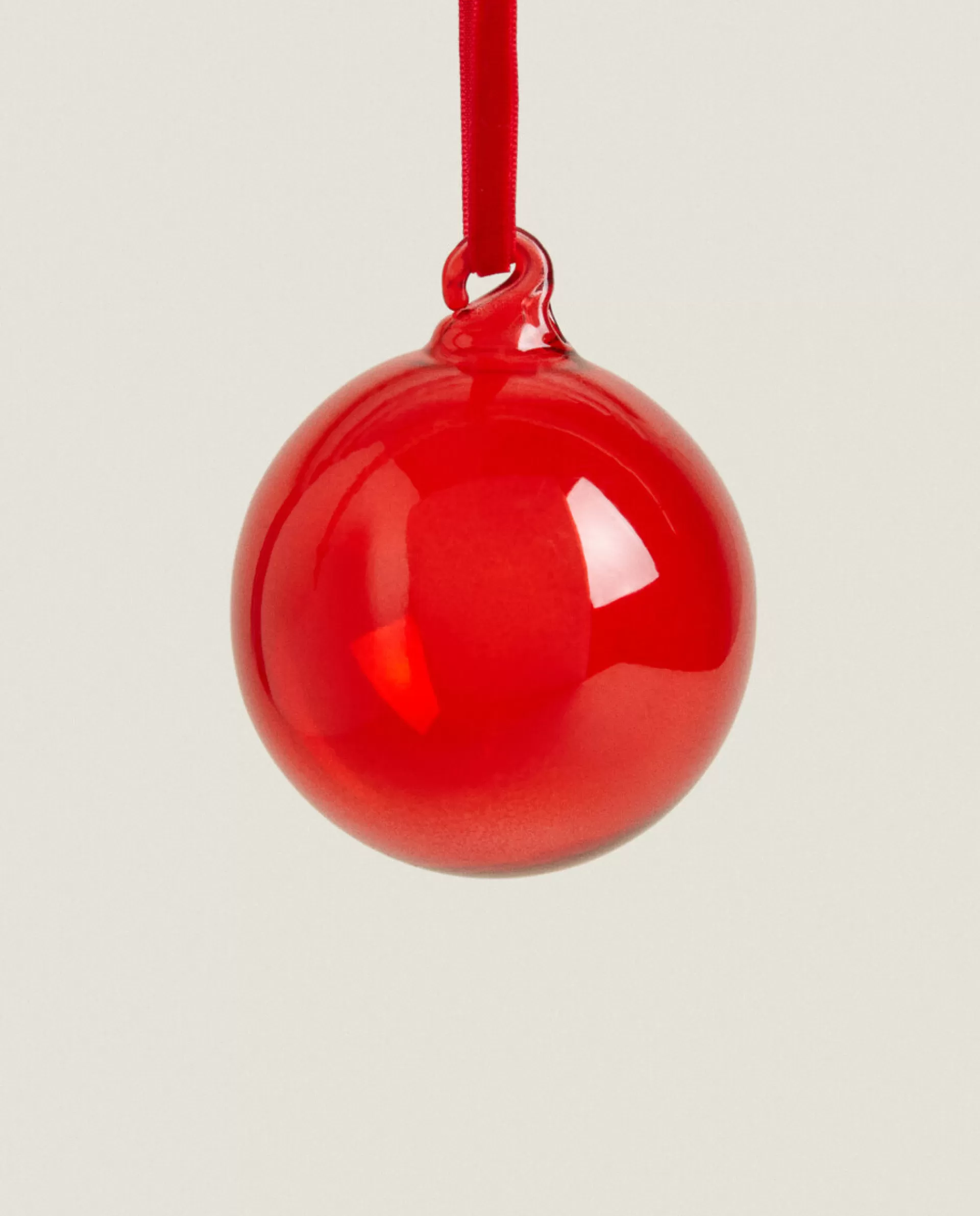 ZARA Home Christmas Plain Glass Bauble Decoration Red Online