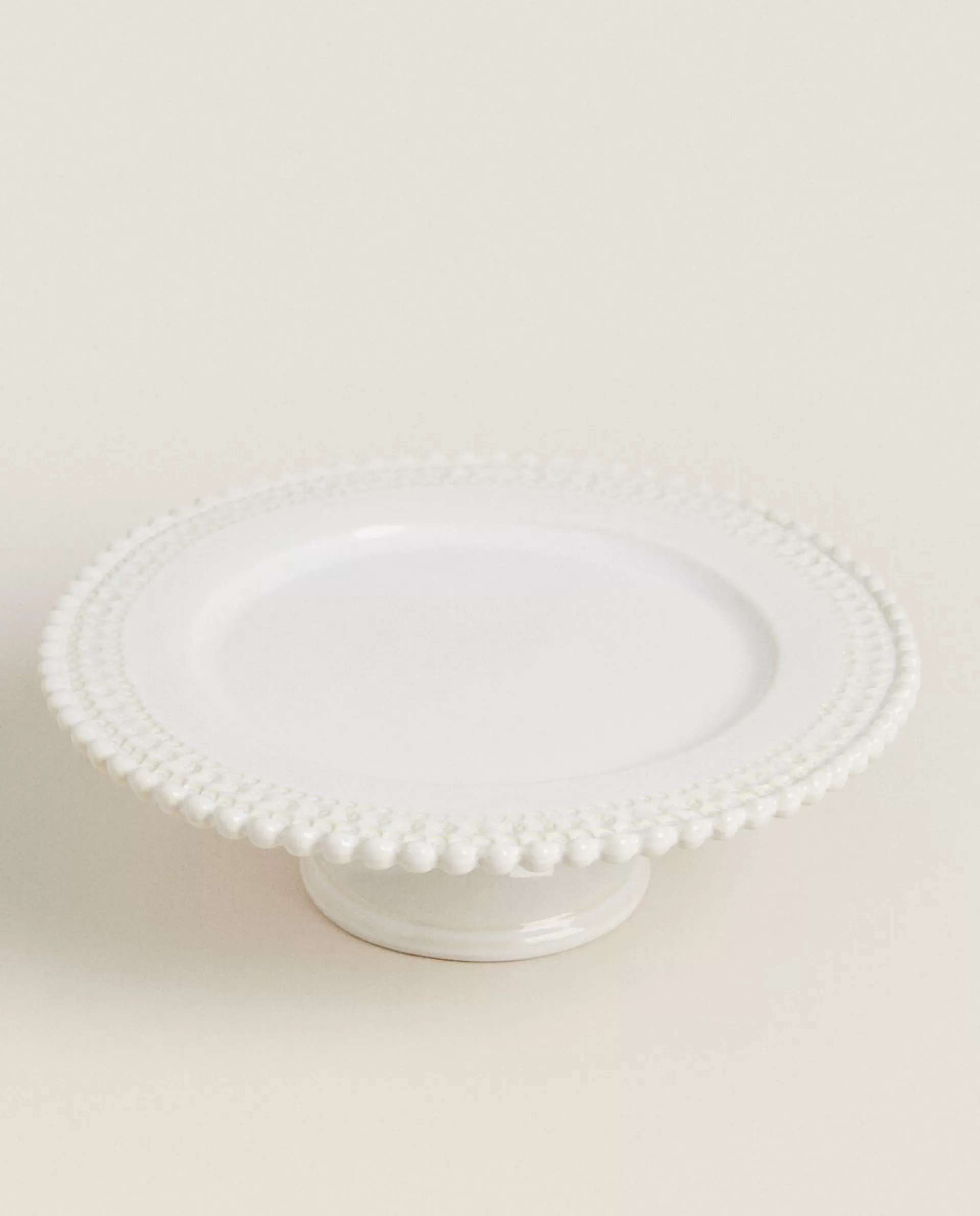 ZARA Home Christmas Snowflake Stoneware Cake Dish White Flash Sale