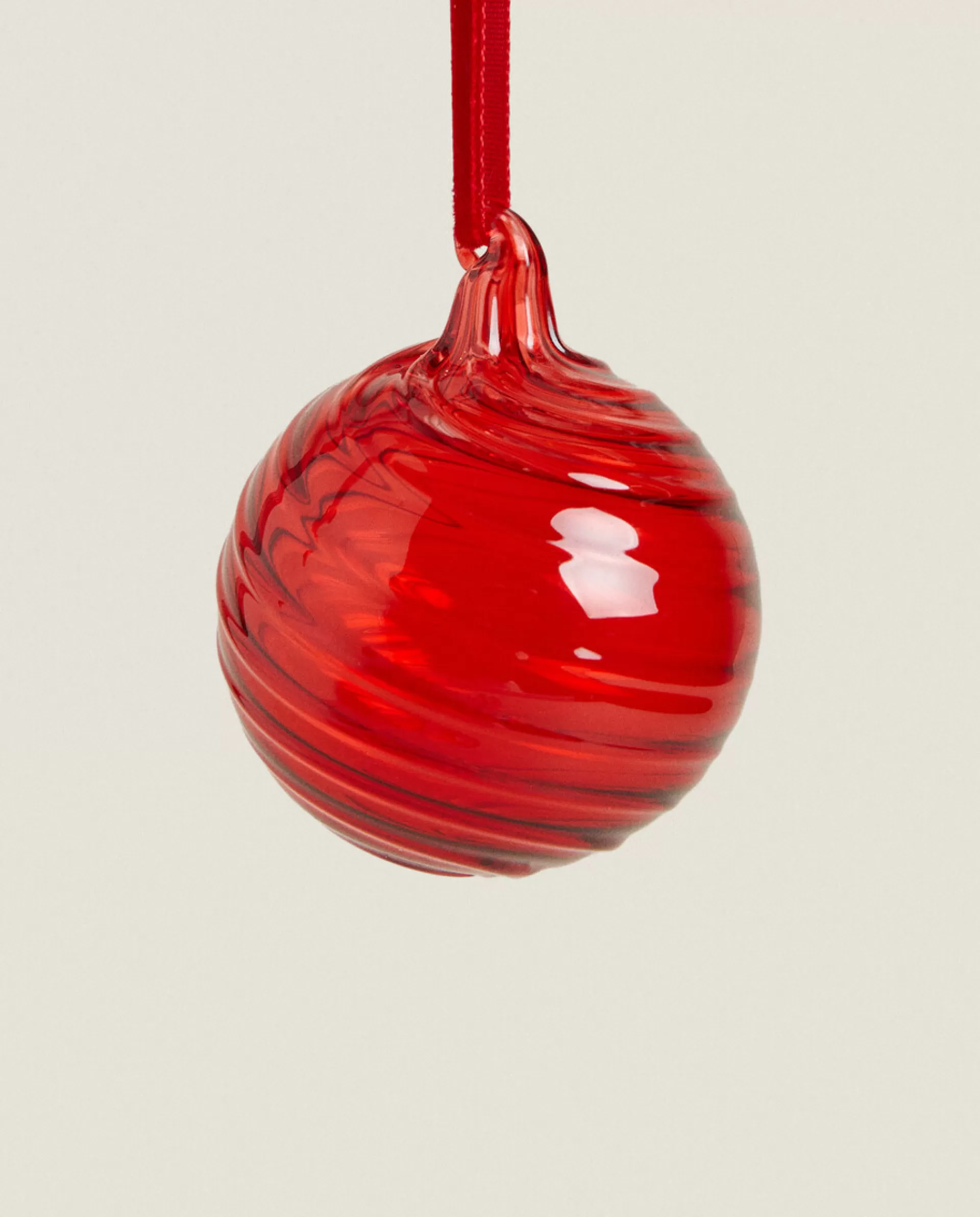 ZARA Home Christmas Spiral Glass Bauble Decoration Red New