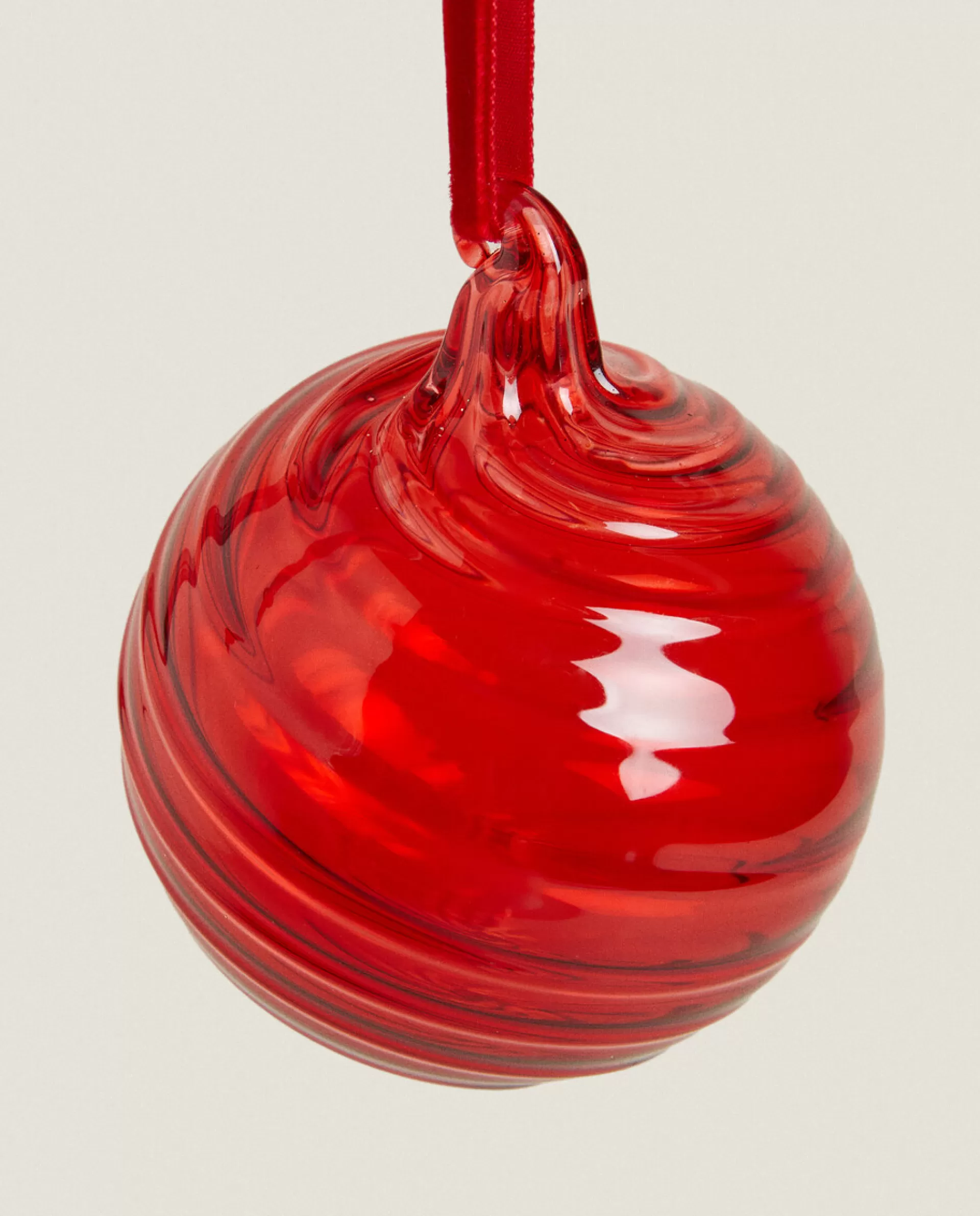ZARA Home Christmas Spiral Glass Bauble Decoration Red New