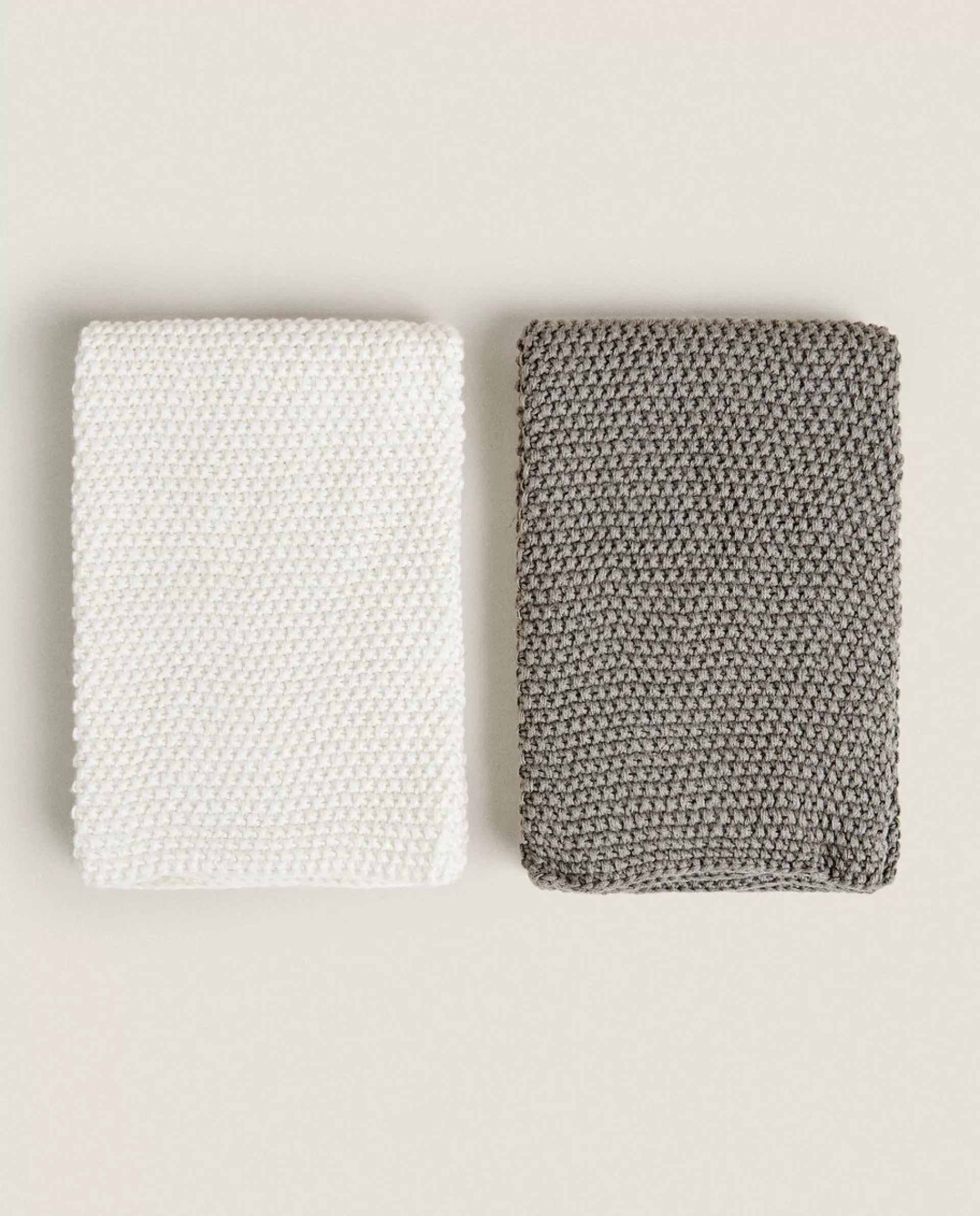 ZARA Home Chunky Knit Kitchen Towel (Pack Of 2) Grey Hot