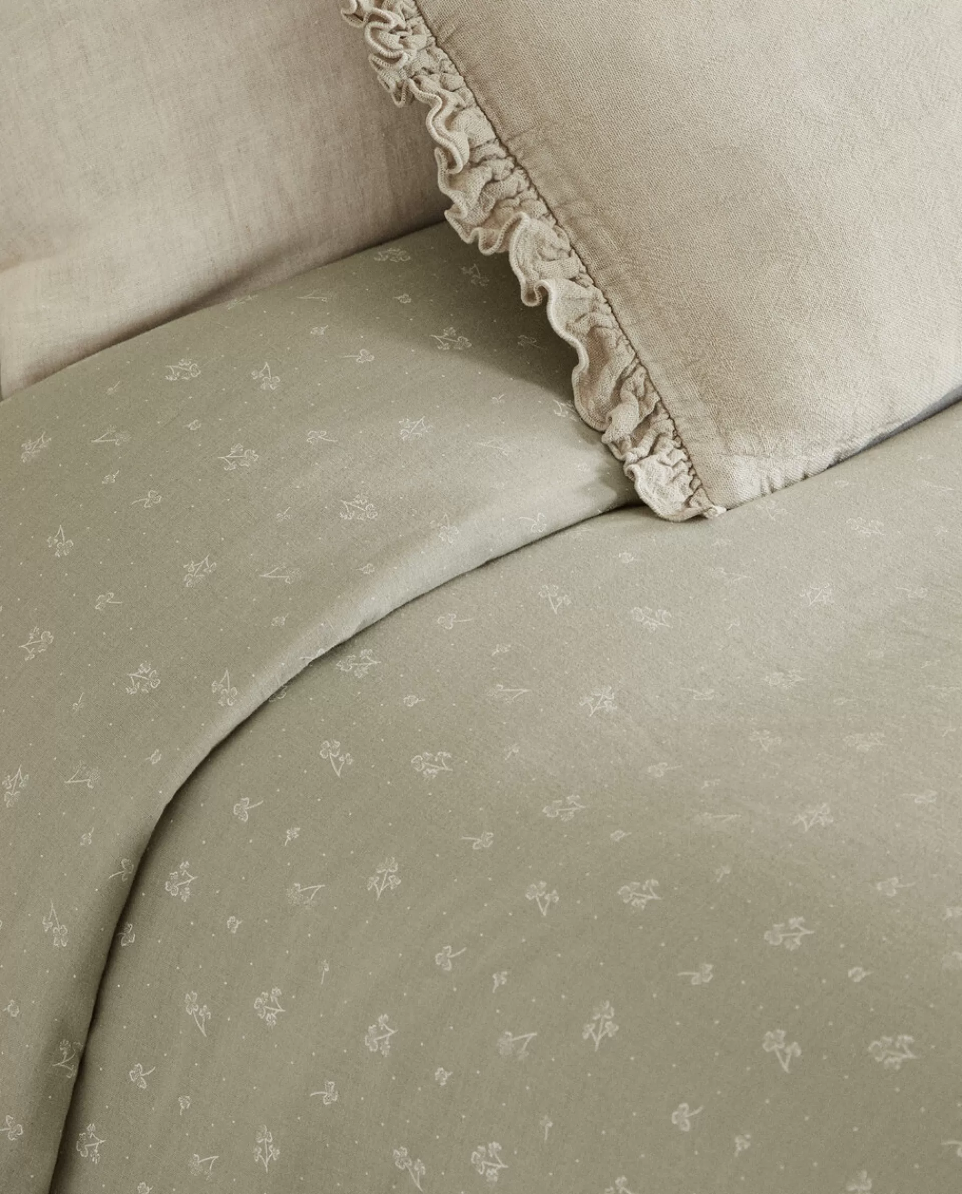 ZARA Home Clover Cotton Chiffon Duvet Cover Green Best