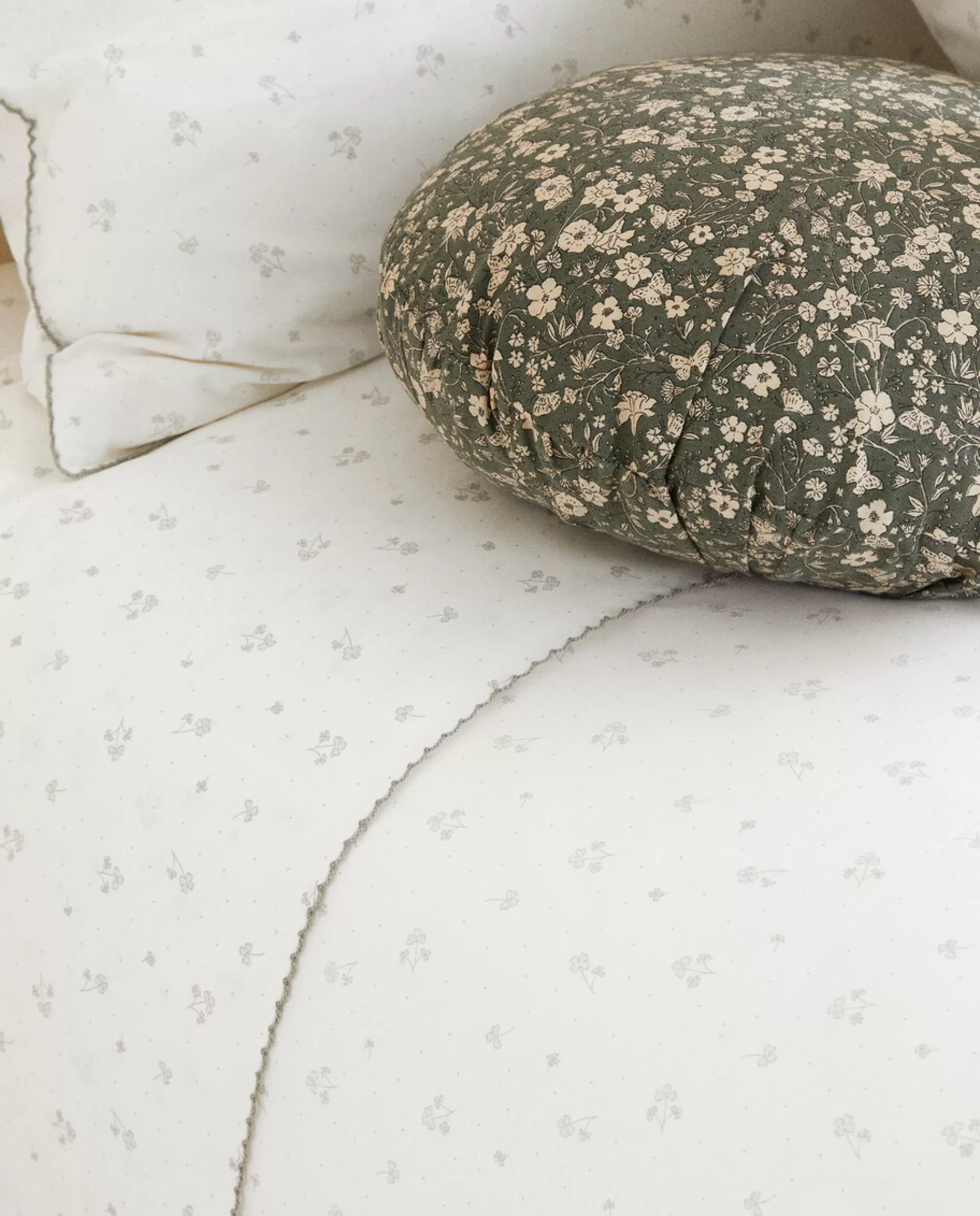 ZARA Home Clover Cotton Duvet Cover Oyster White Sale