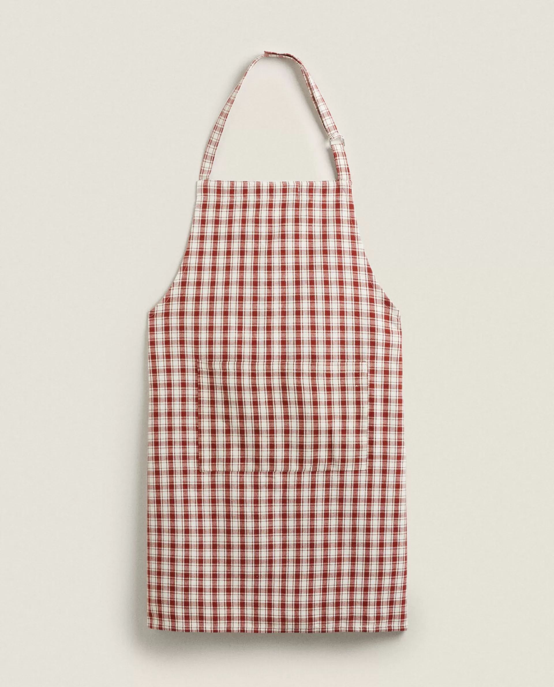 ZARA Home Colored Check Apron Burgundy Discount