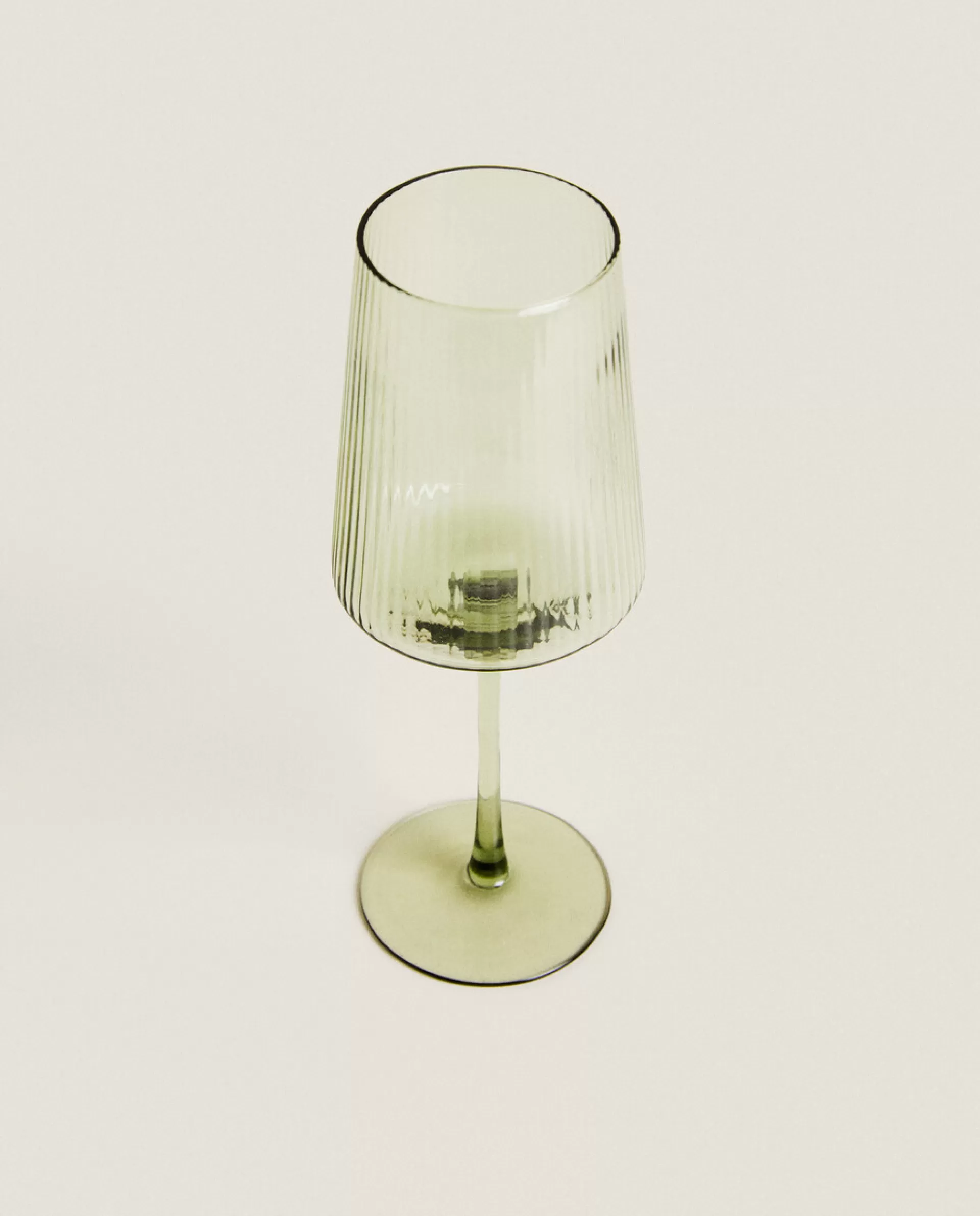 ZARA Home Conical Wine Glass With Lines Green Store